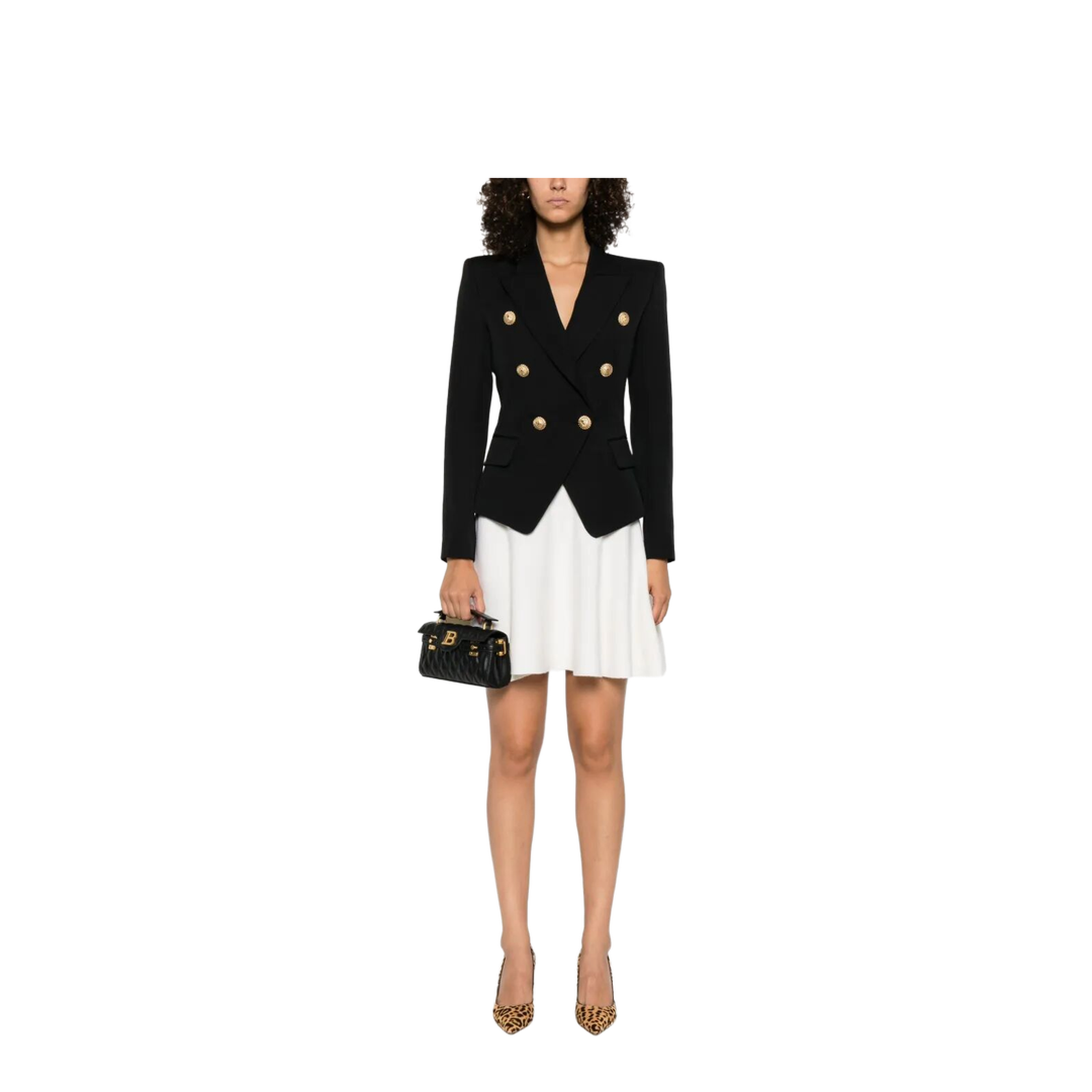 Double-Breasted Wool Blazer Black - Image 4