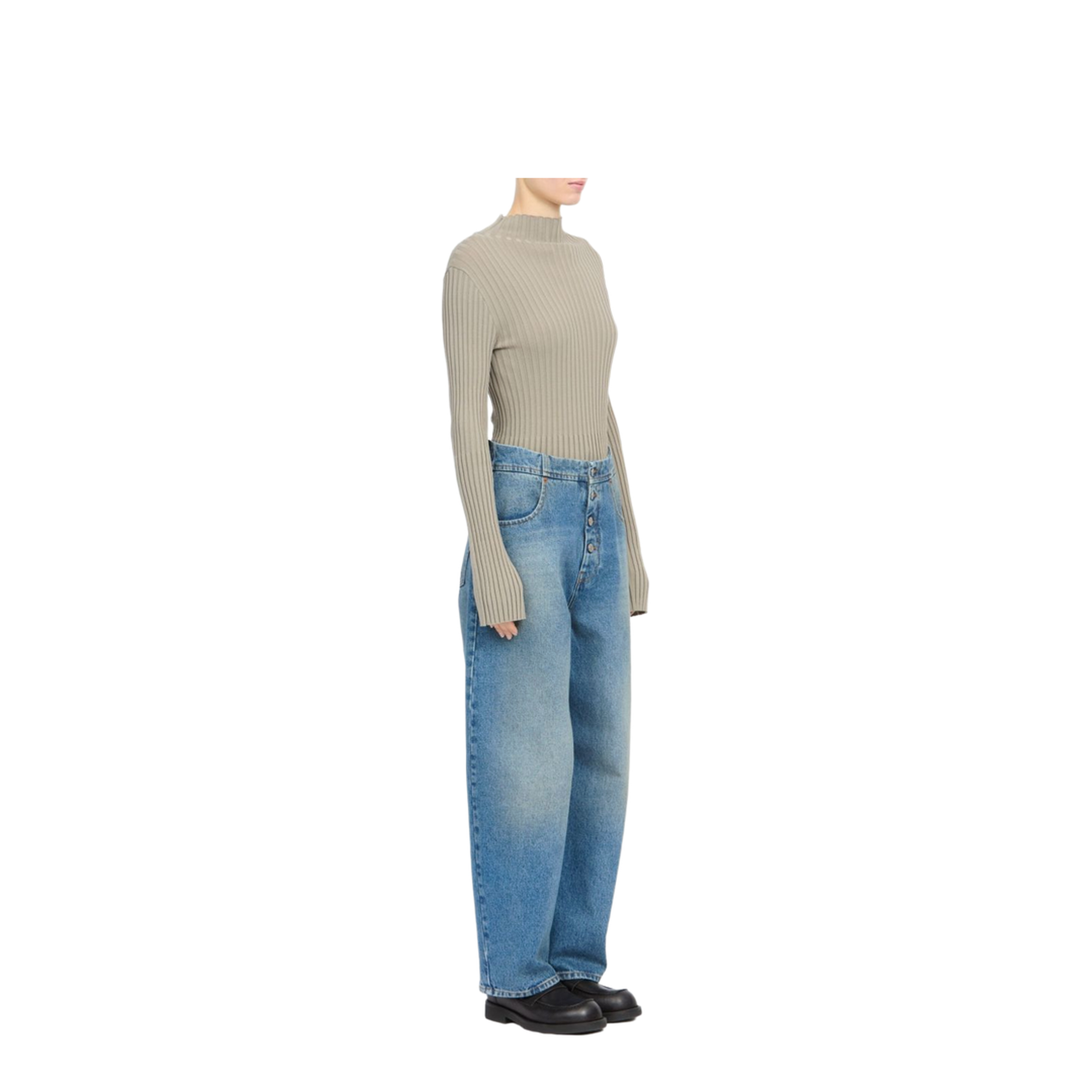 Straight Leg Cotton Denim Jeans - Image 2