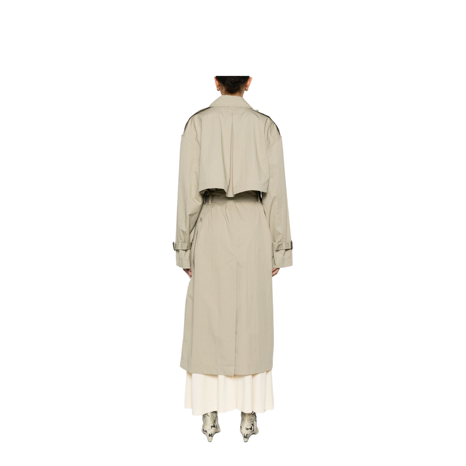 Beige Double-Breasted Trench Coat - Image 3