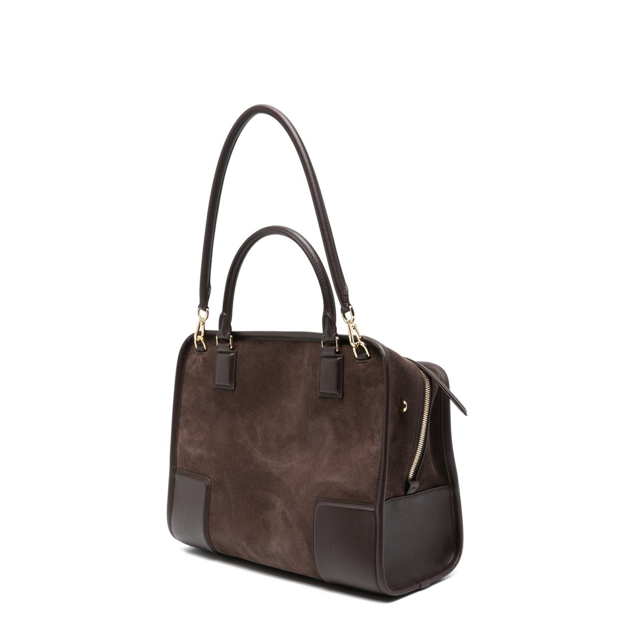 Amazona 180 Suede Top Handle Bag - Dark Chestnut - Image 4