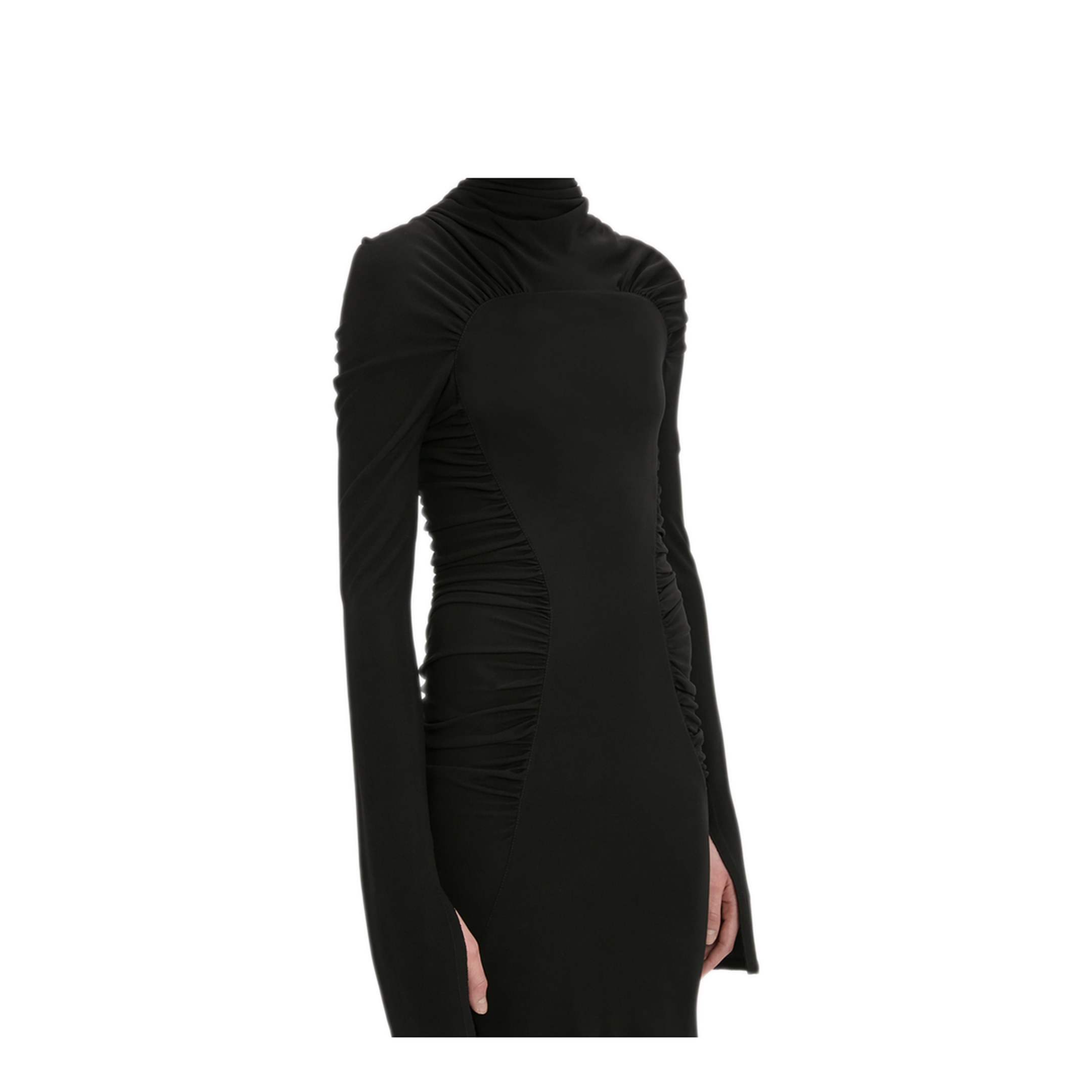 High Neck Gathered Midi Dress - Image 3