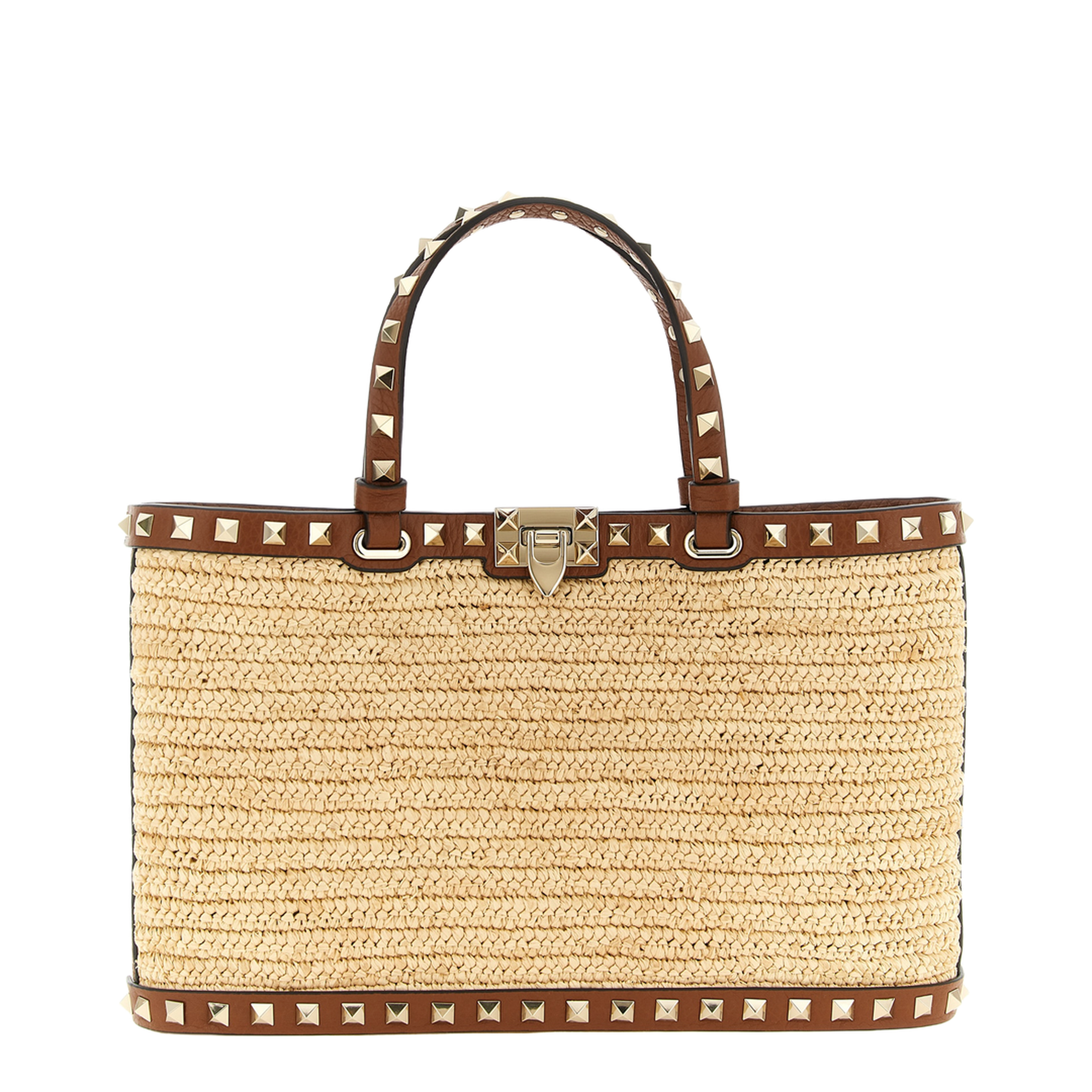 Rockstud Small Shopping Bag - Beige - Image 1