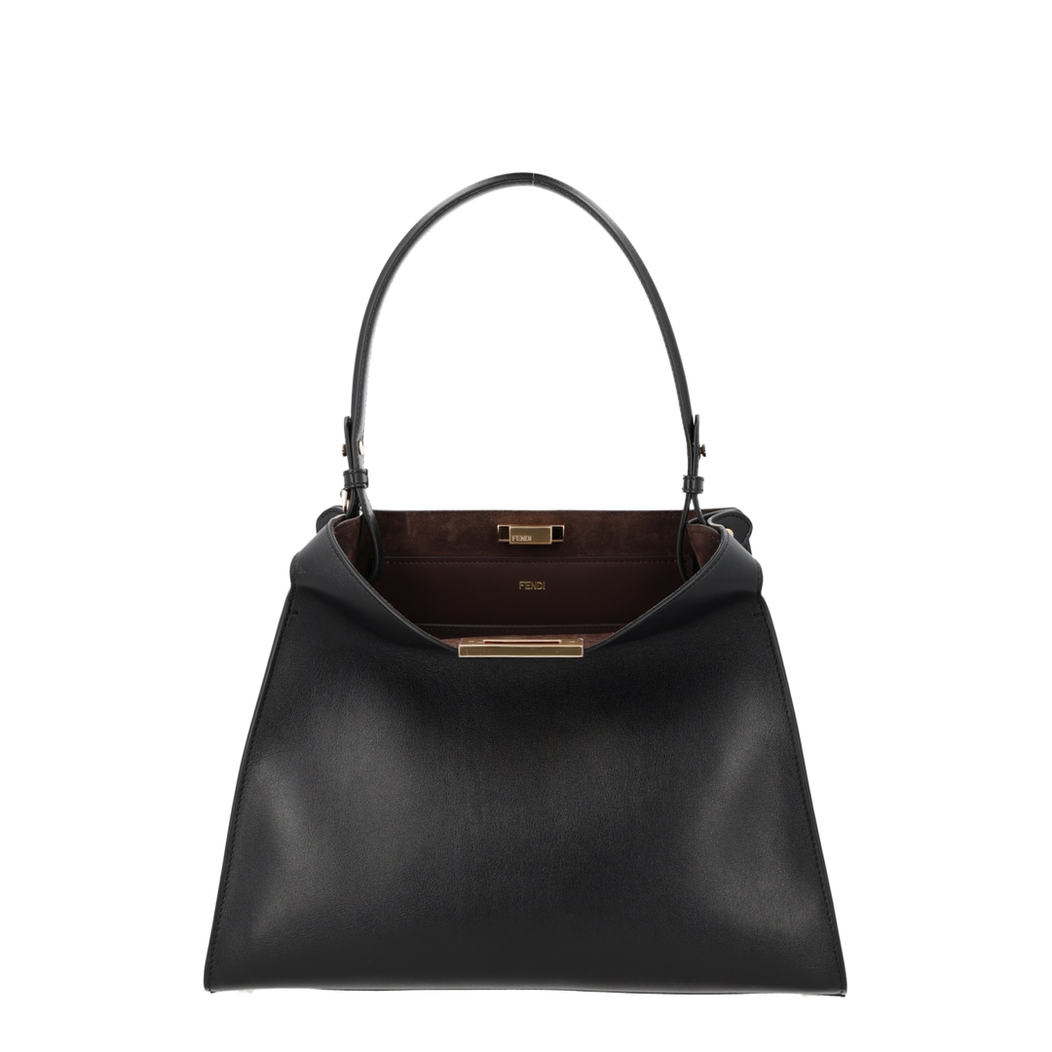 Way Medium Calf Leather with Suede Top-Handle Bag - Black / Chocolate - Image 1