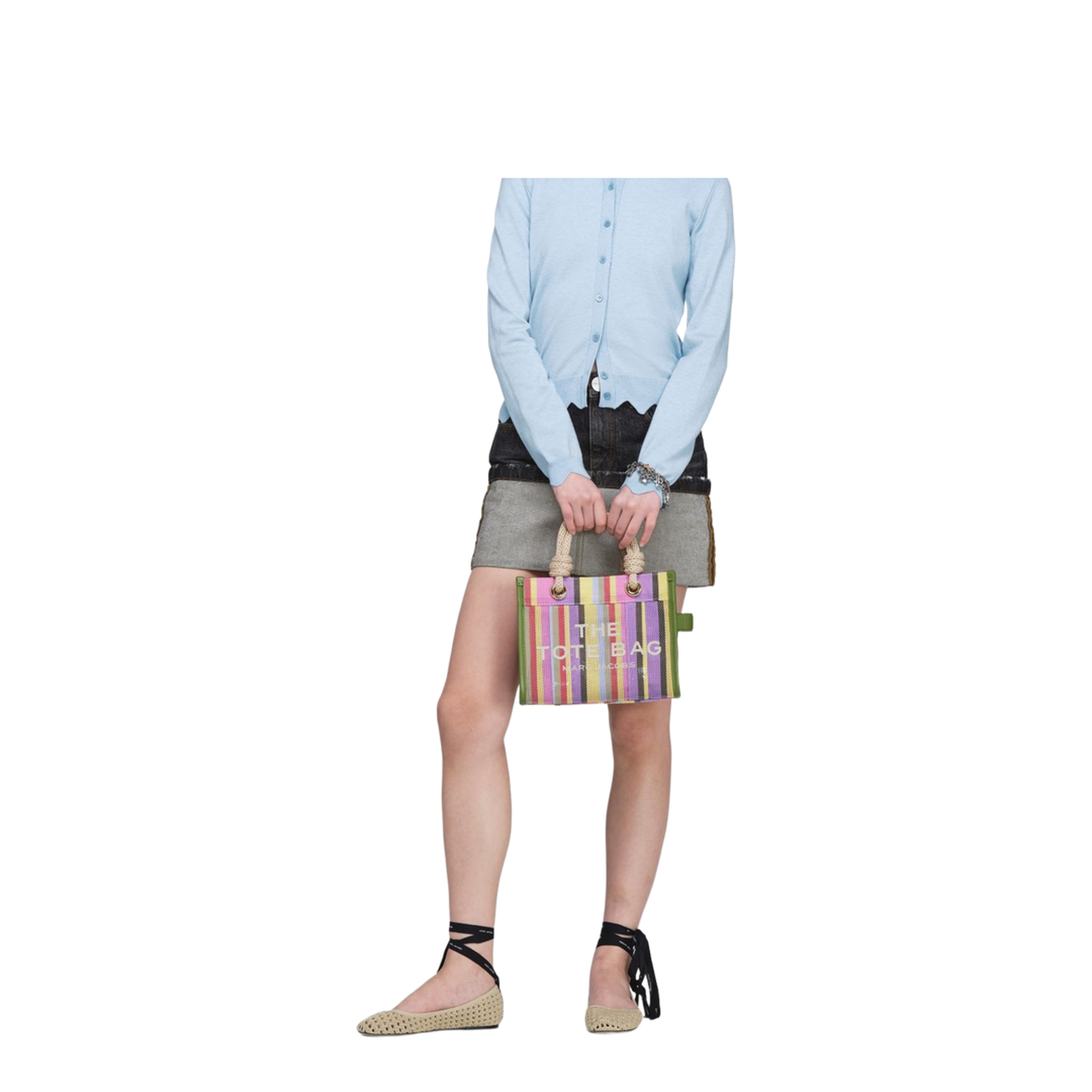 The Stripe Mesh Small Mesh Tote - Purple Multi - Image 2