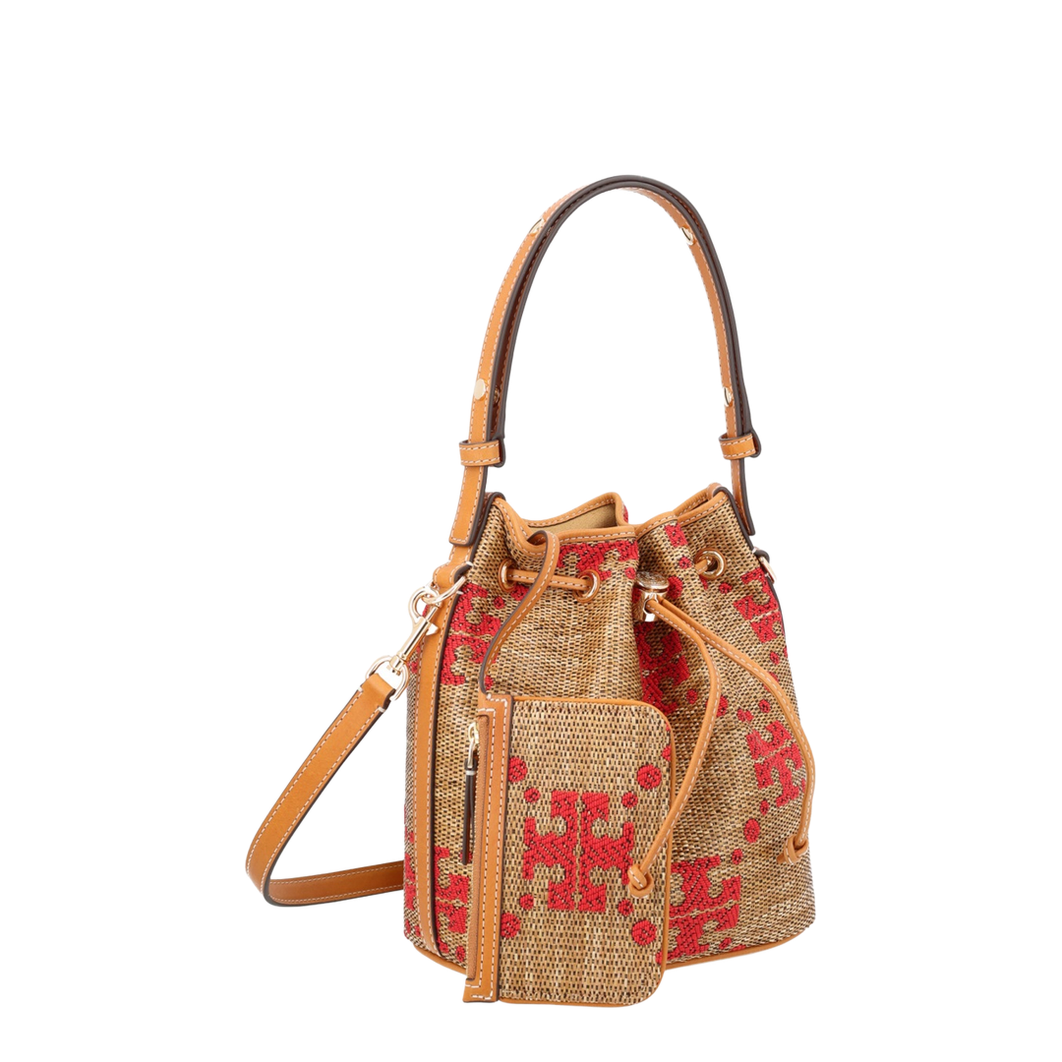 T Monogram Raffia Bucket Bag - Natural - Image 2