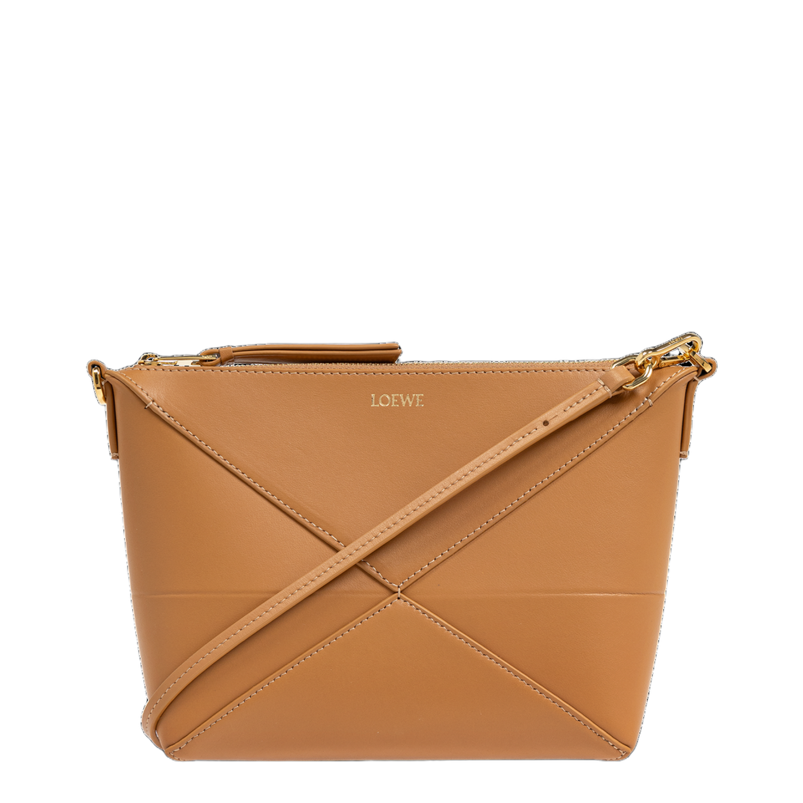 Puzzle Fold Shoulder Bag Brown - Image 1