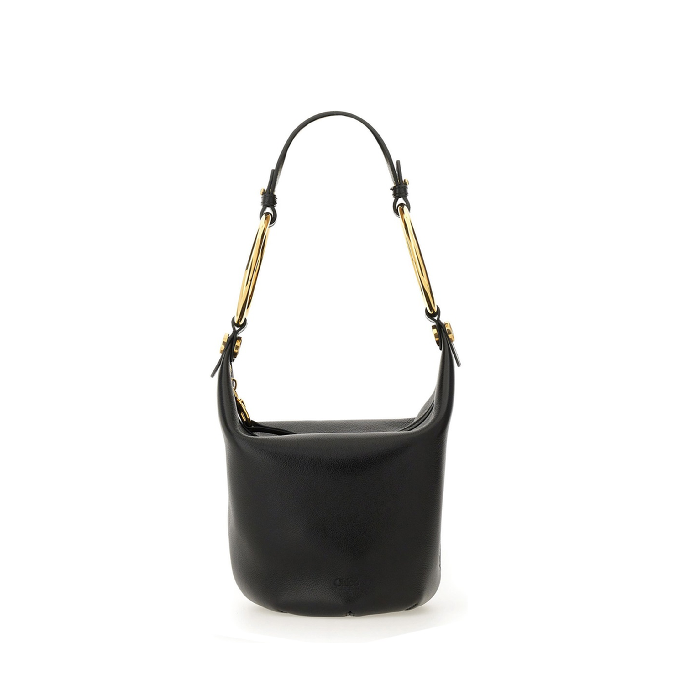 Small Buffalo Leather Shoulder Bag - Black - Image 1