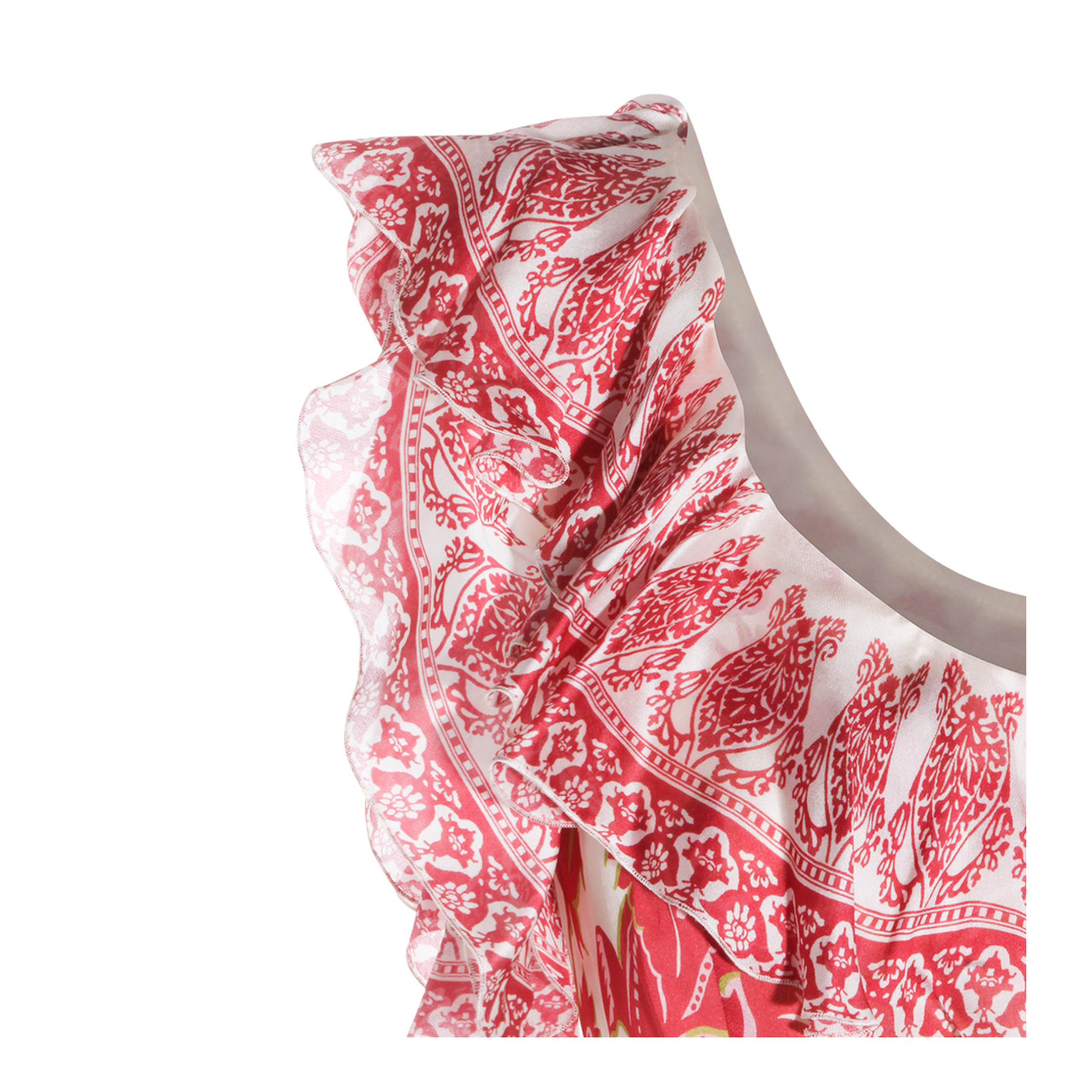 Floral Motif Silk Long Dress - Image 8