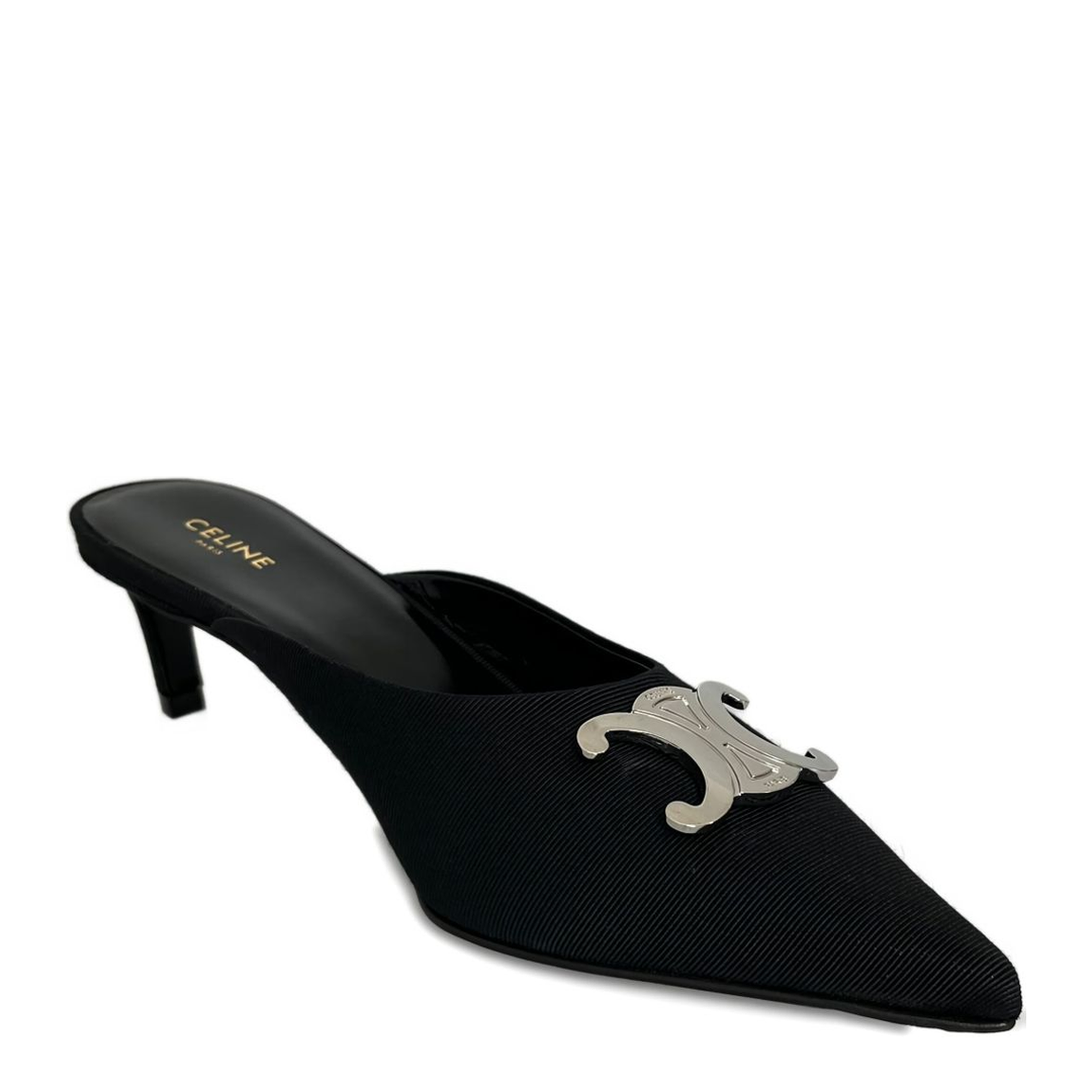 Black Pointed Toe Kitten Heel Slip-On - Image 1