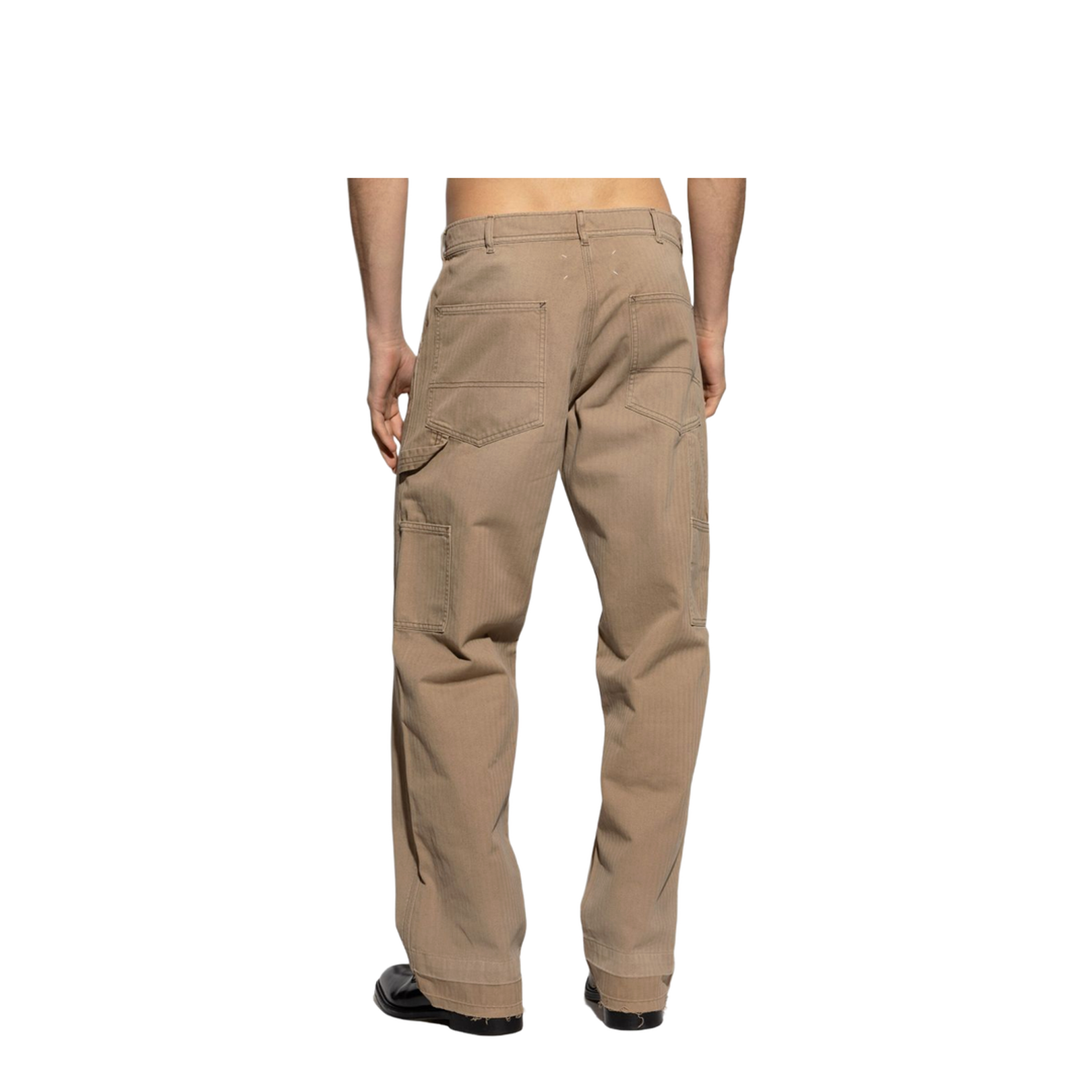Beige Herringbone Trousers - Image 4