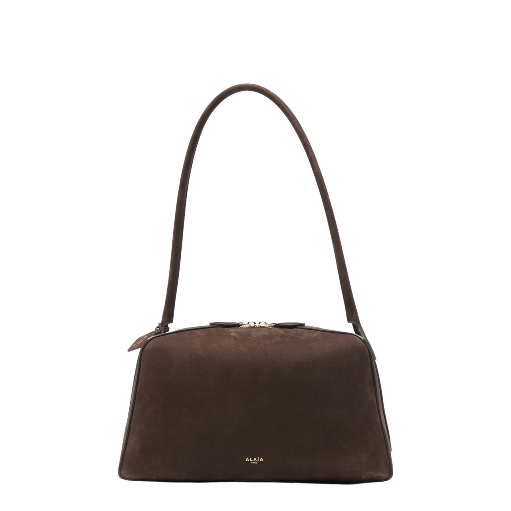 Le Bouledogue Medium Nubuck Shoulder Bag - Brun Foncé - Image 1