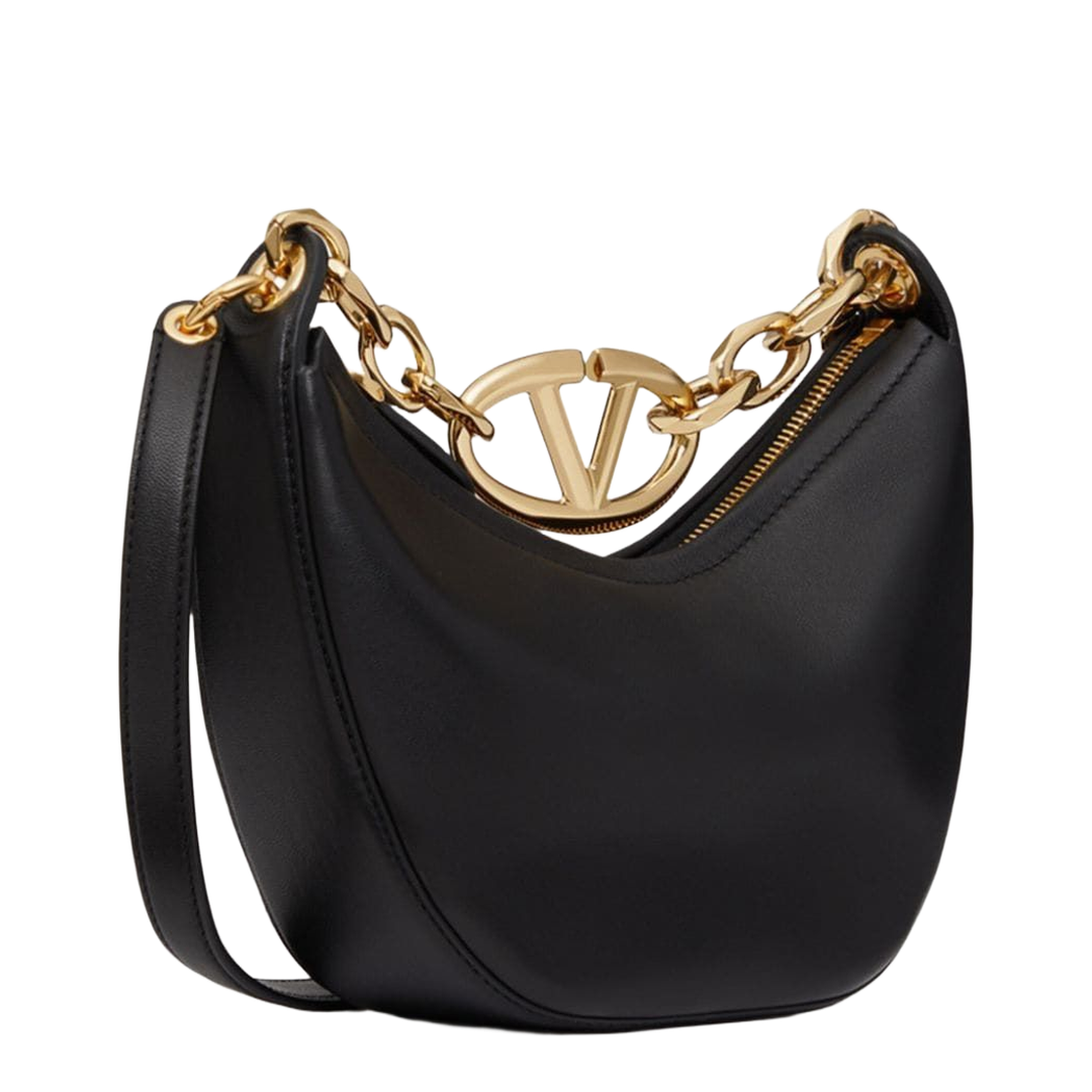 Garavani Black Leather Small Hobo Vlogo Moon Handbag - Image 4