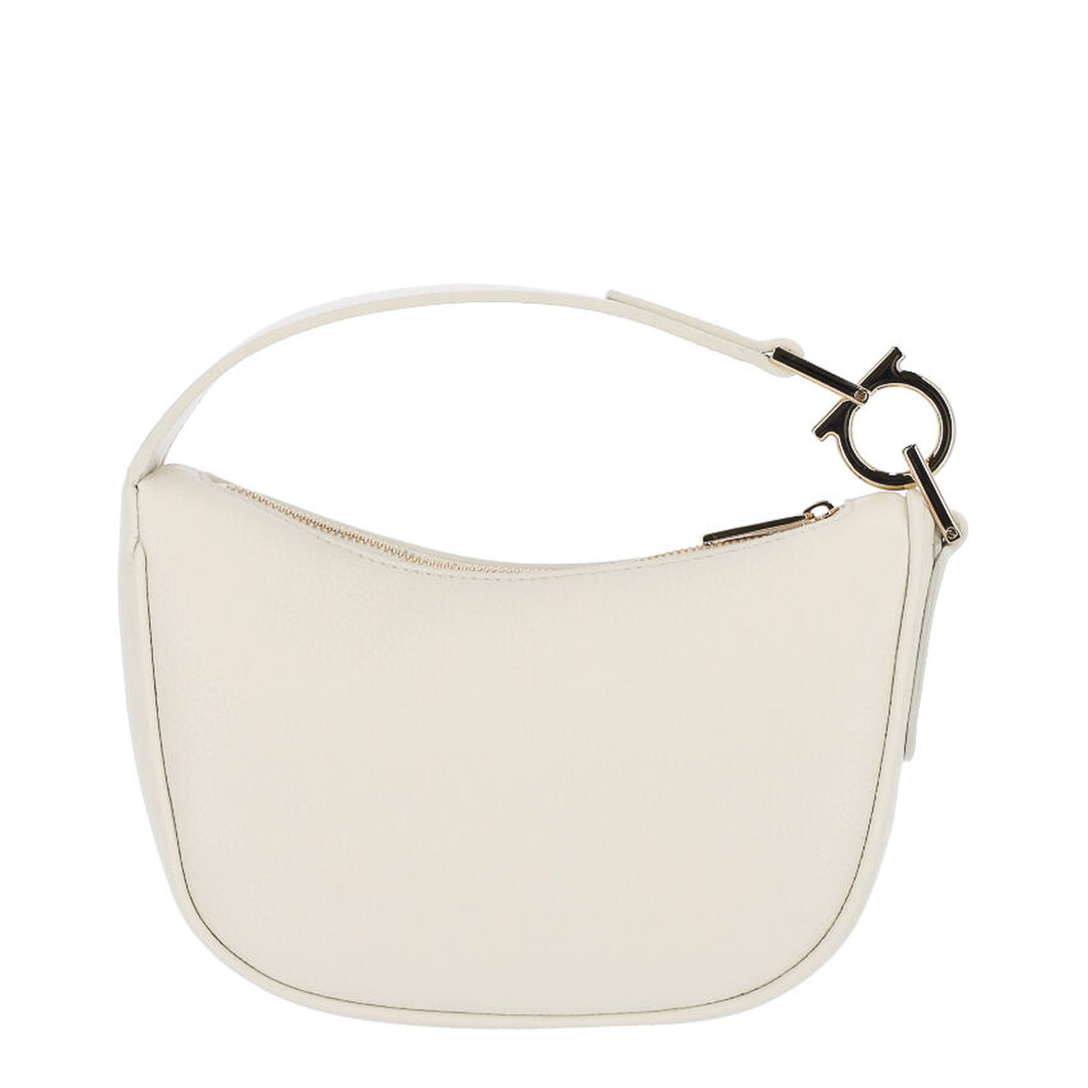 North-South Mini Calf Leather Hobo Bag - Off-White - Image 2