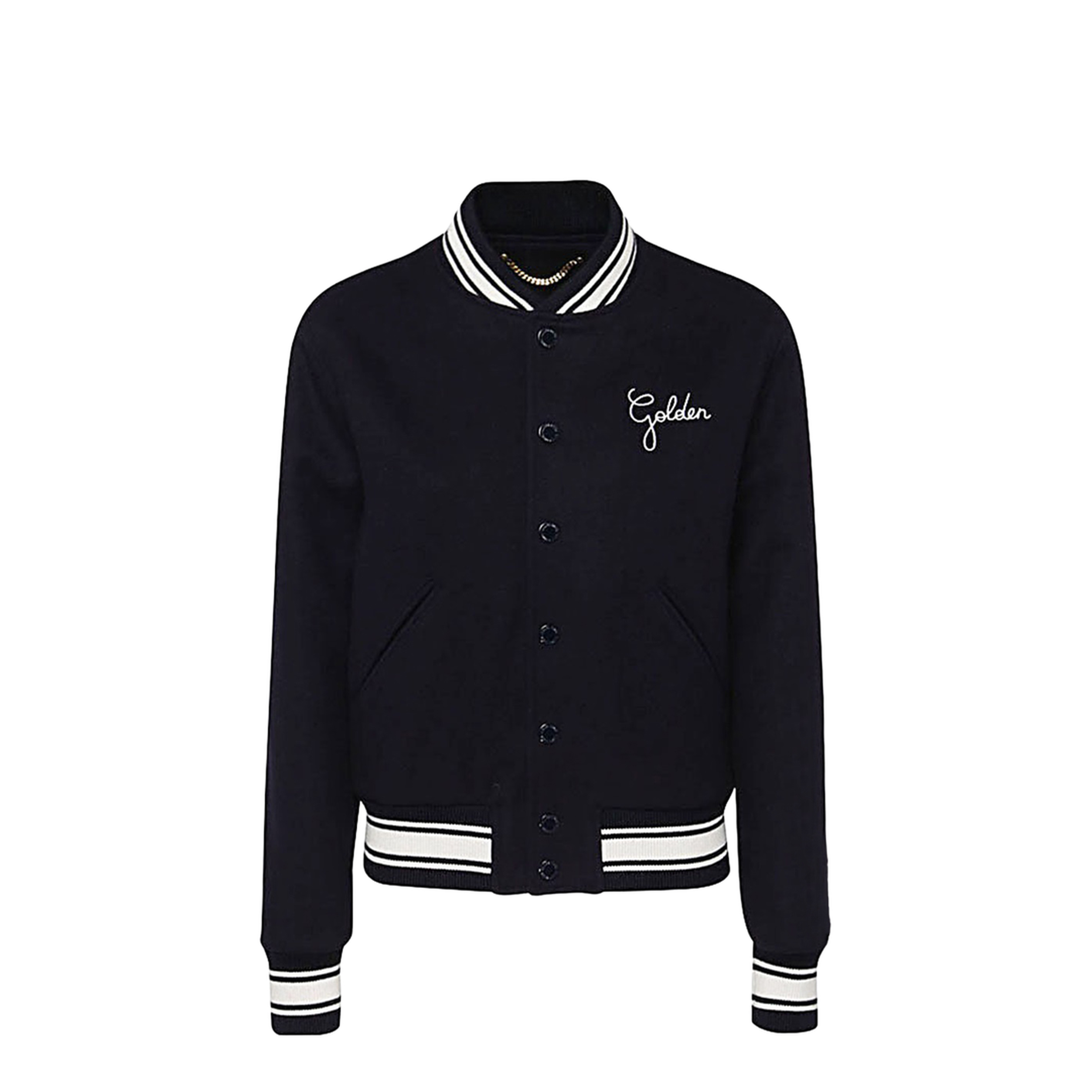 Black Virgin Wool Embroidered-Logo Bomber Jacket - Image 1