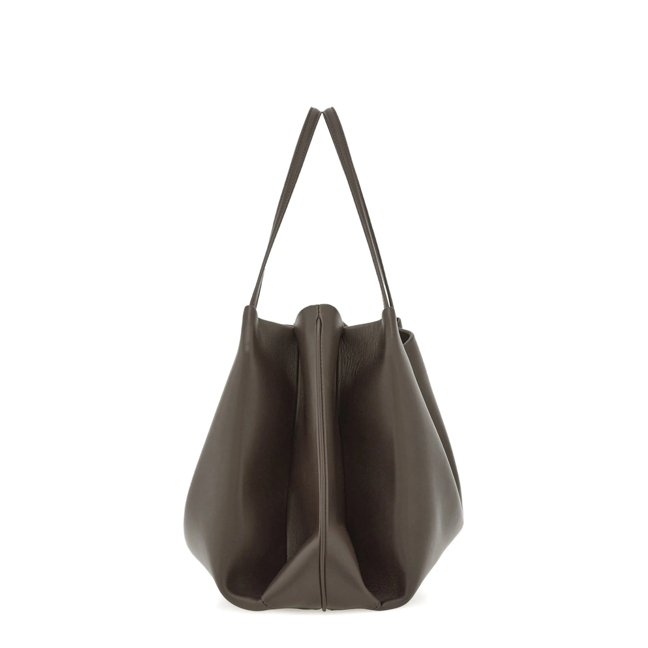 Large Leather Shoulder Bag - Grey - Image 4