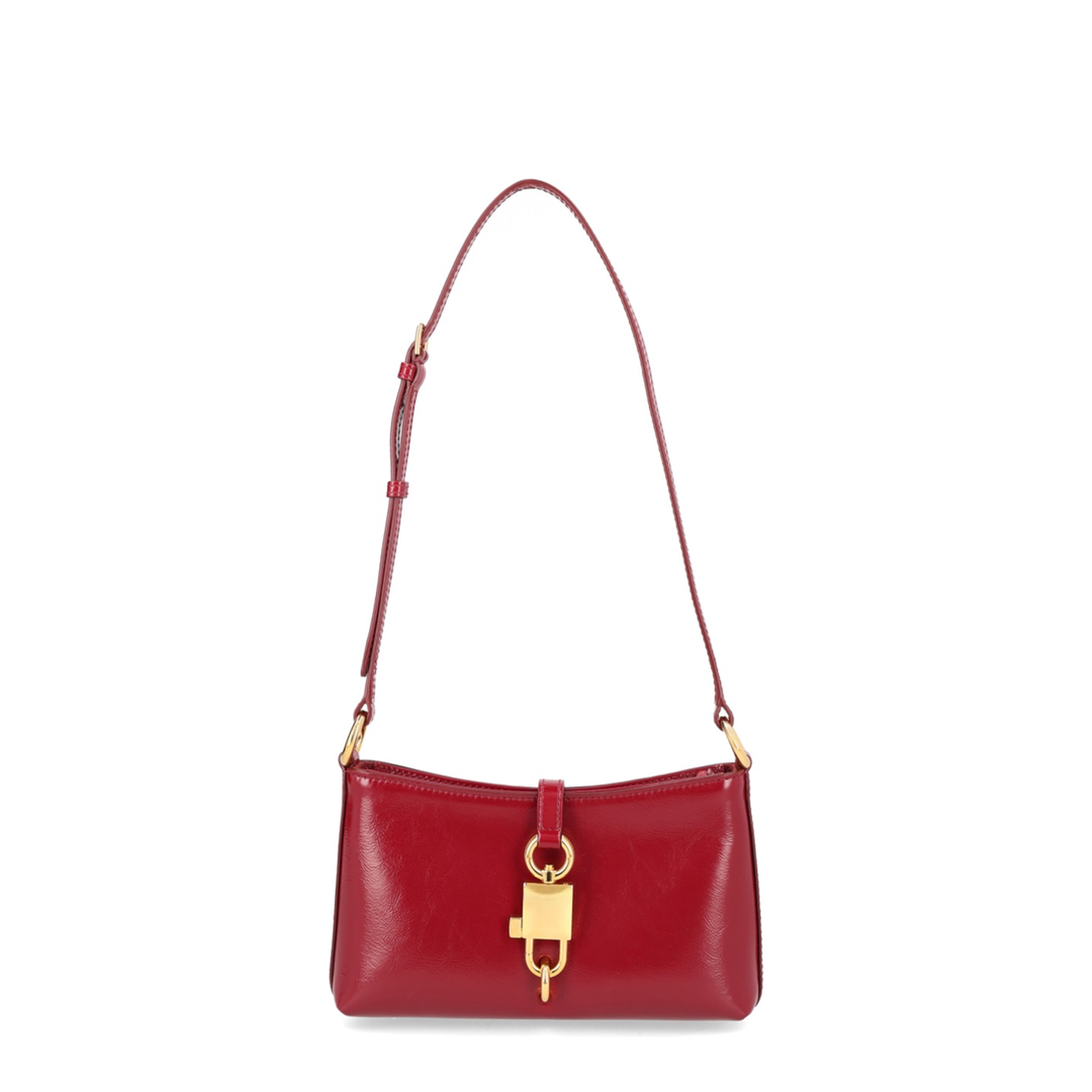 Lock Calfskin Shoulder Bag - Red - Image 1