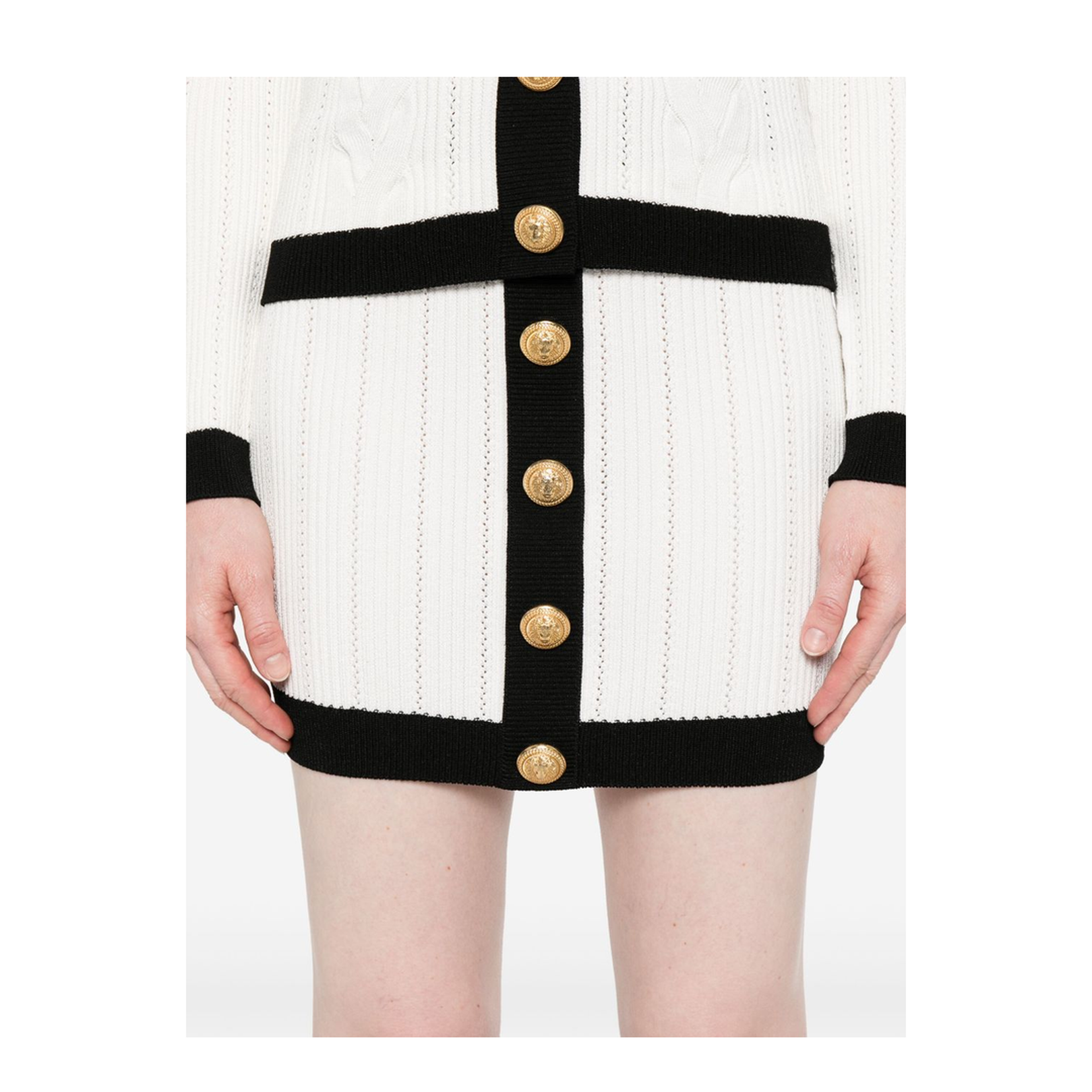 Knitted Buttoned Mini Skirt - Image 4