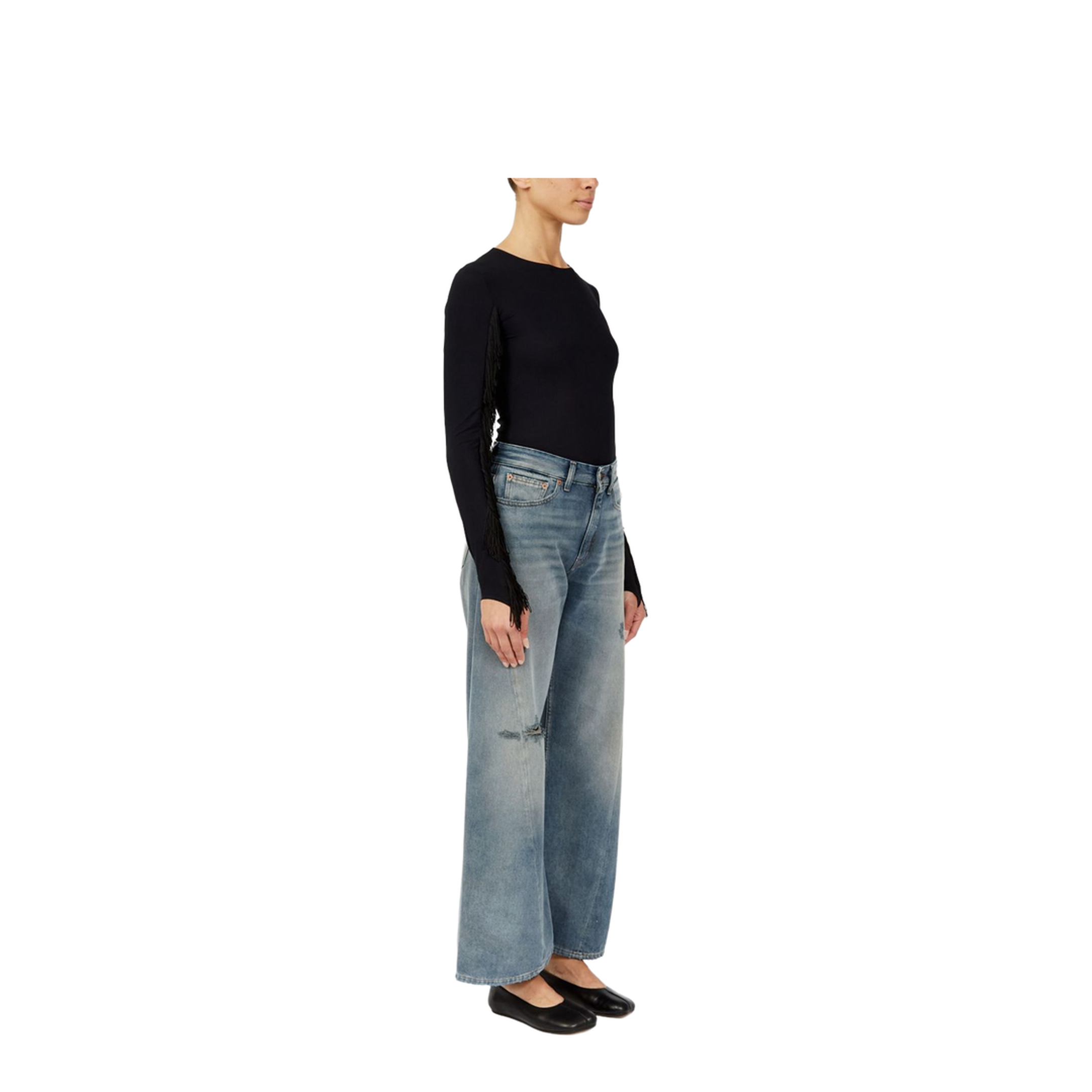 Wide-leg jeans with worn effect - Image 3