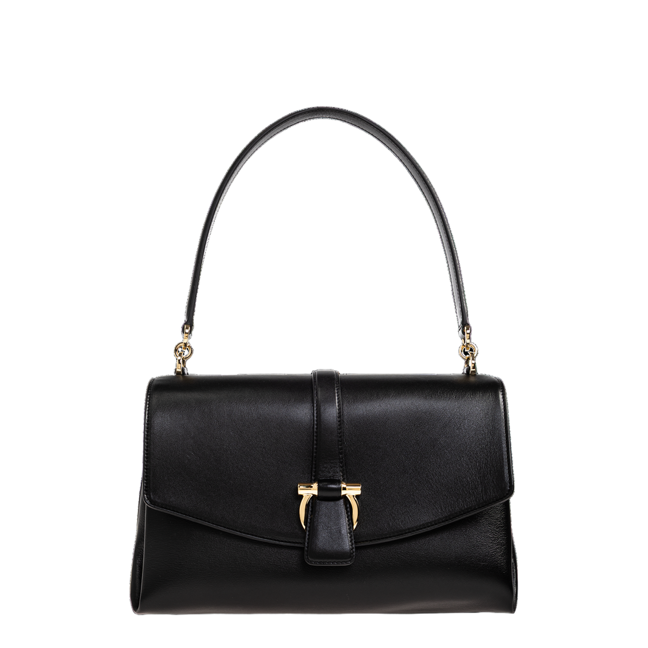 Front Flap Shoulder Bag Small Calfskin - Nero - Image 1