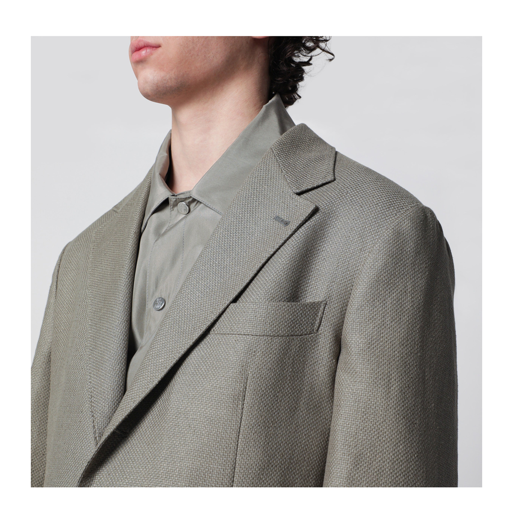Deconstructed Cavallo Jacket In Khaki Silk Hopsack - Image 2