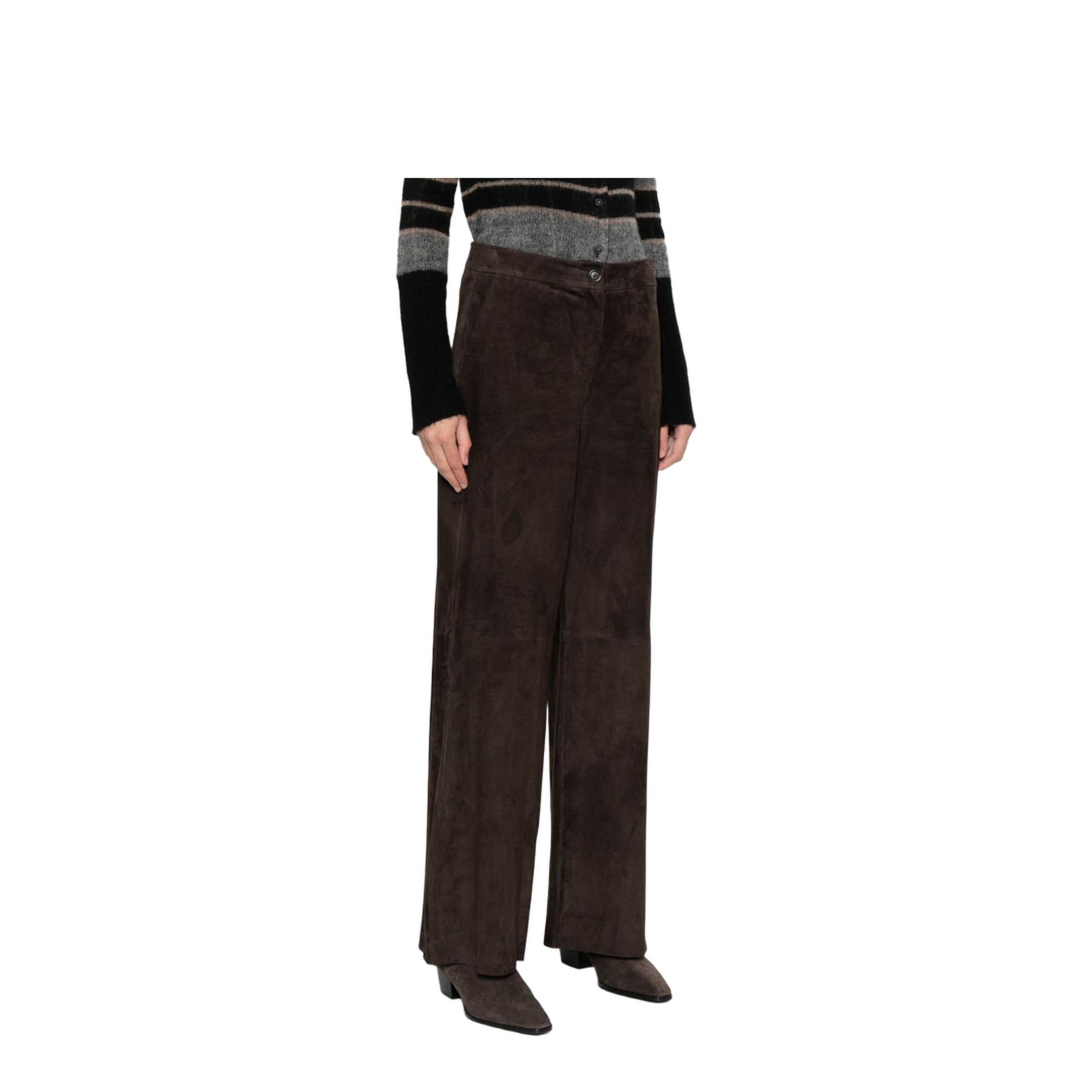 High-Waist Brown Leather Trousers - Image 5