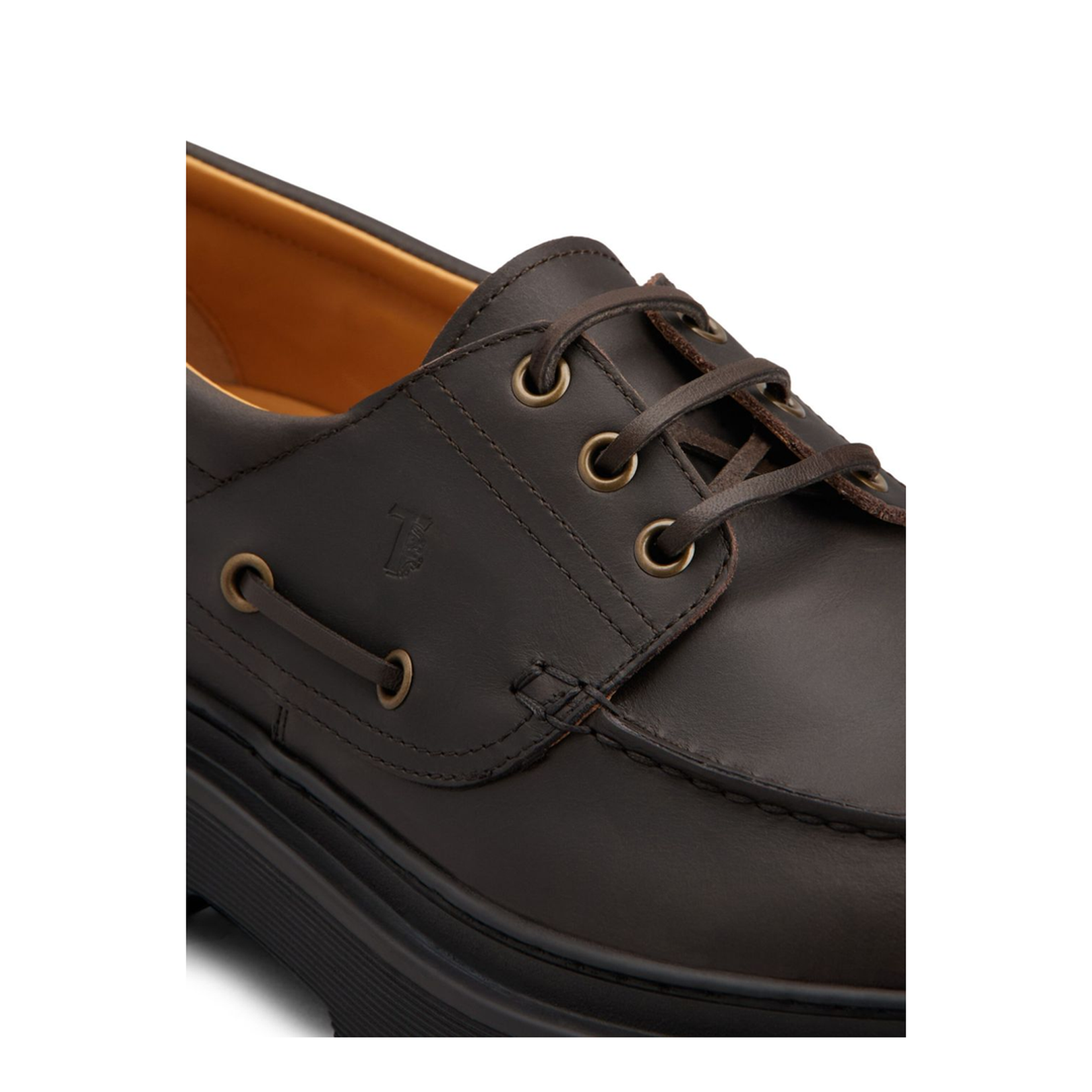 Coffee Brown Front Button Fastening Moc Stitching - Image 3