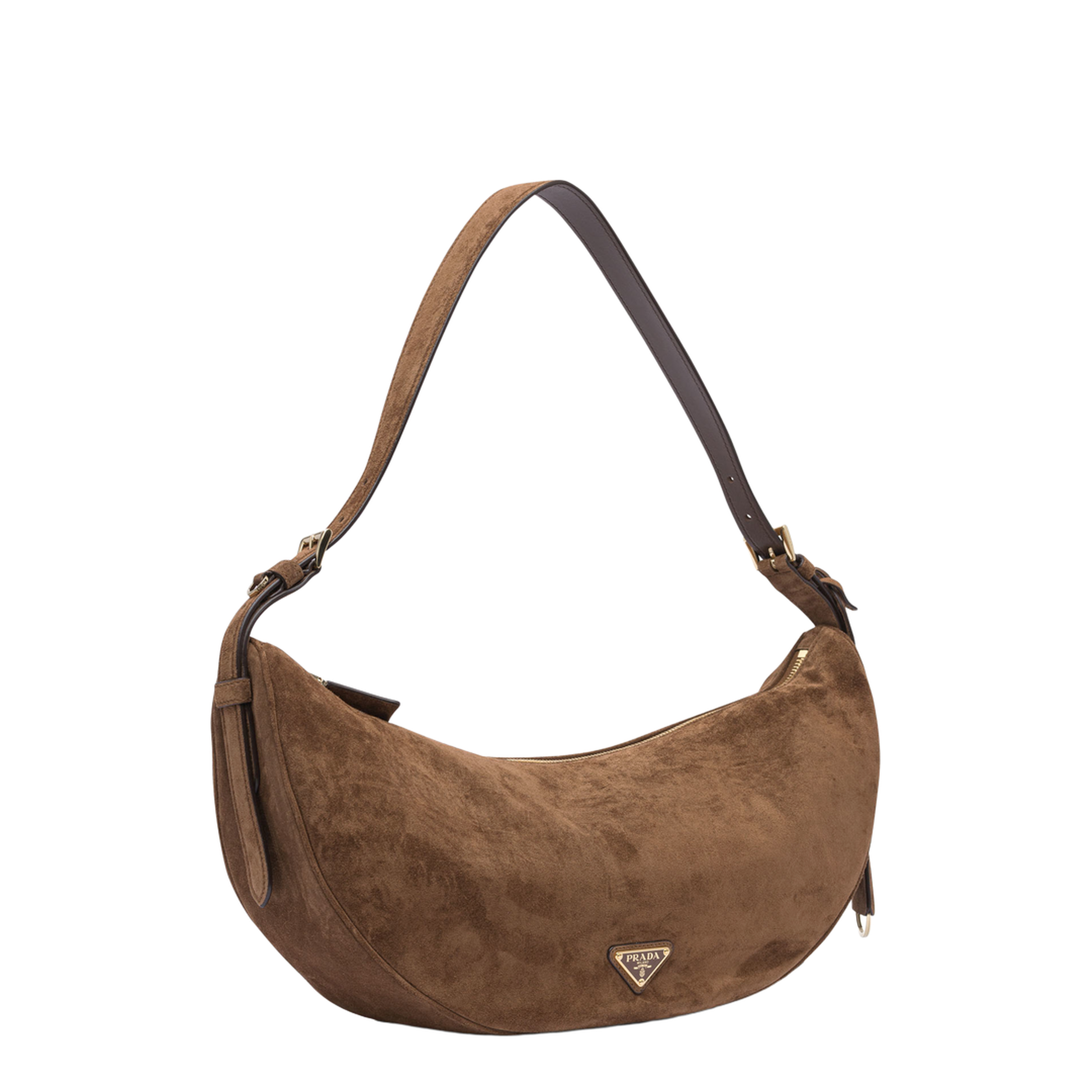 Demi-Lune Large Suede Shoulder Bag - Cocoa Brown - Image 2