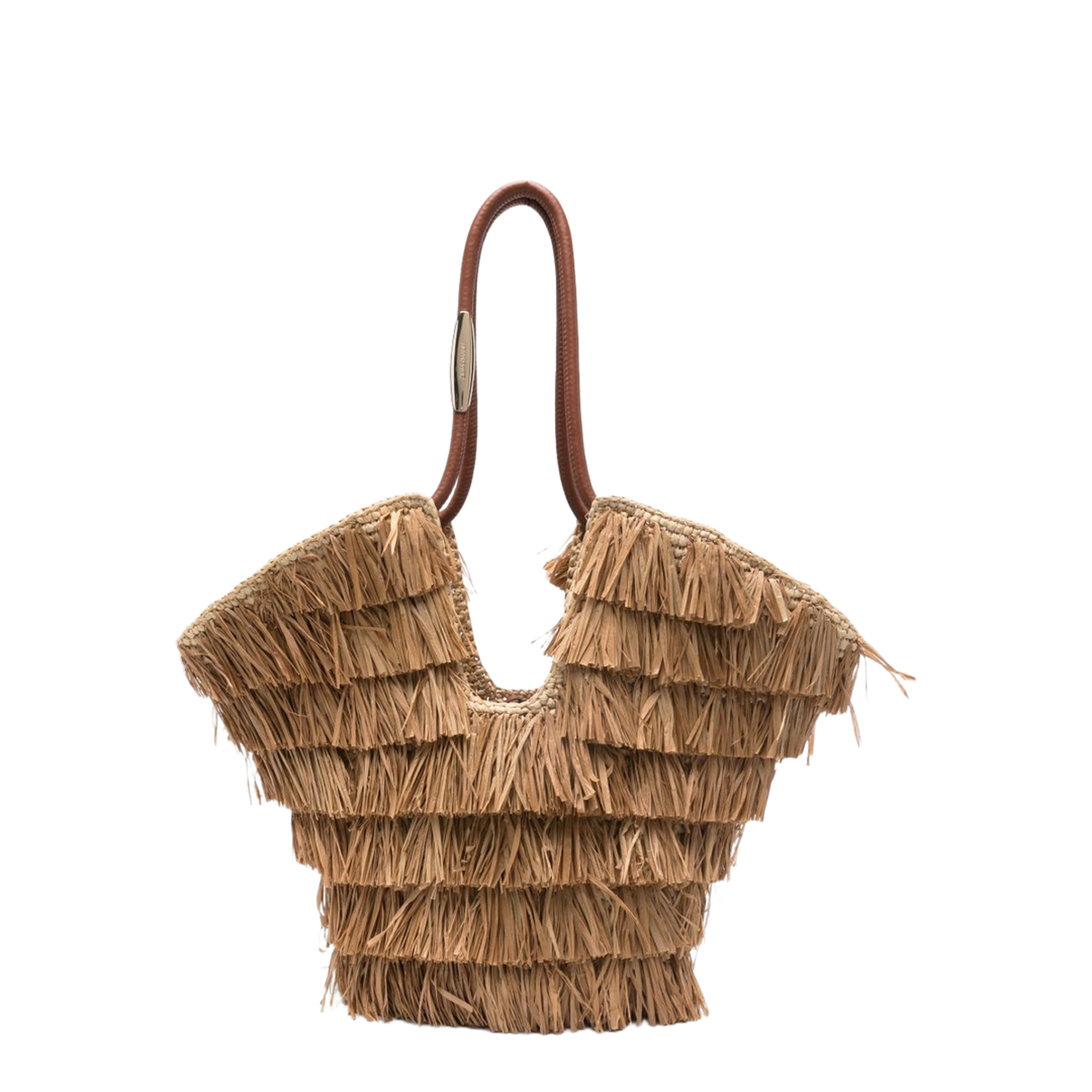 Goldentime Medium Fringed Tote Bag - Brown - Image 1