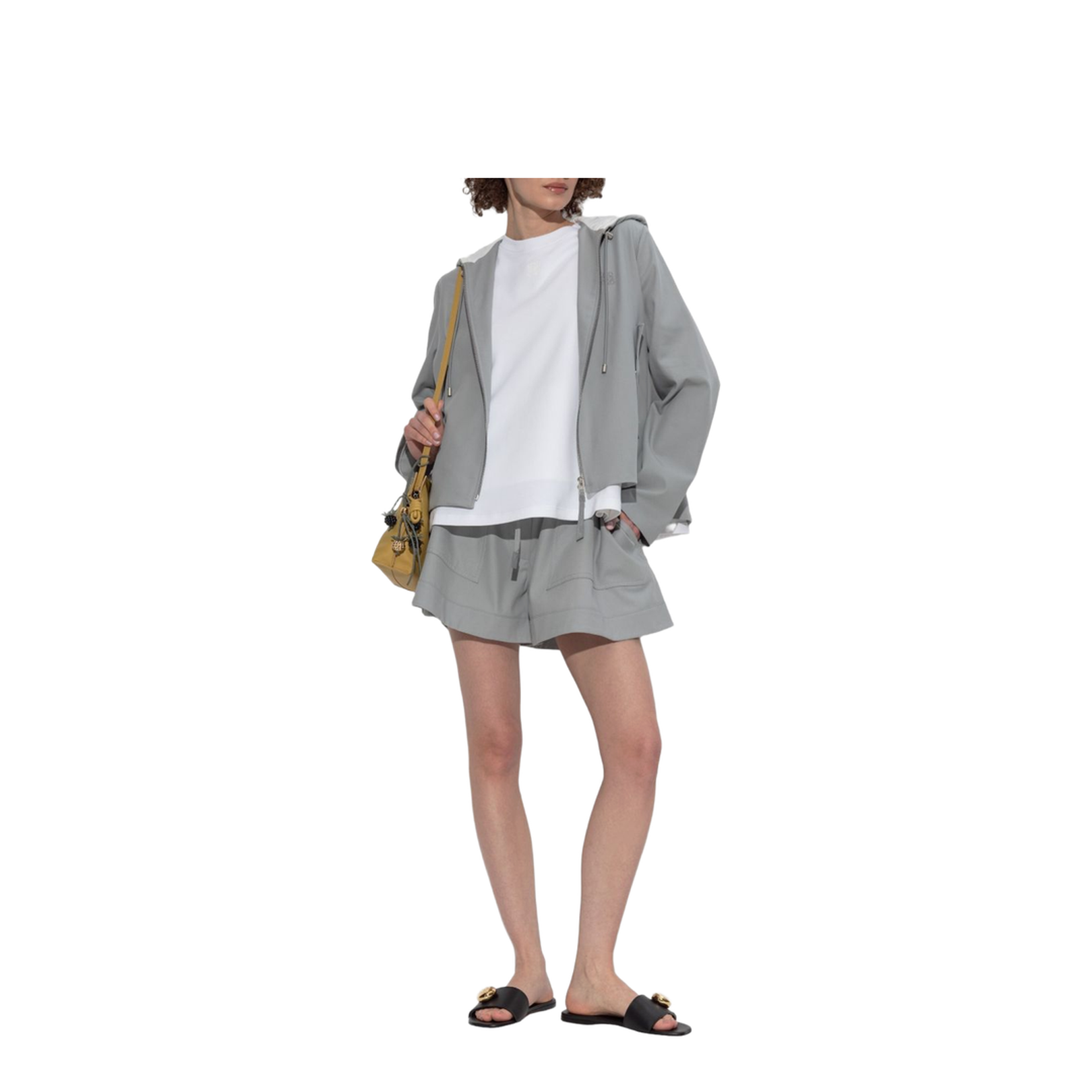 Hooded Jacket in Cotton Grey - Image 3
