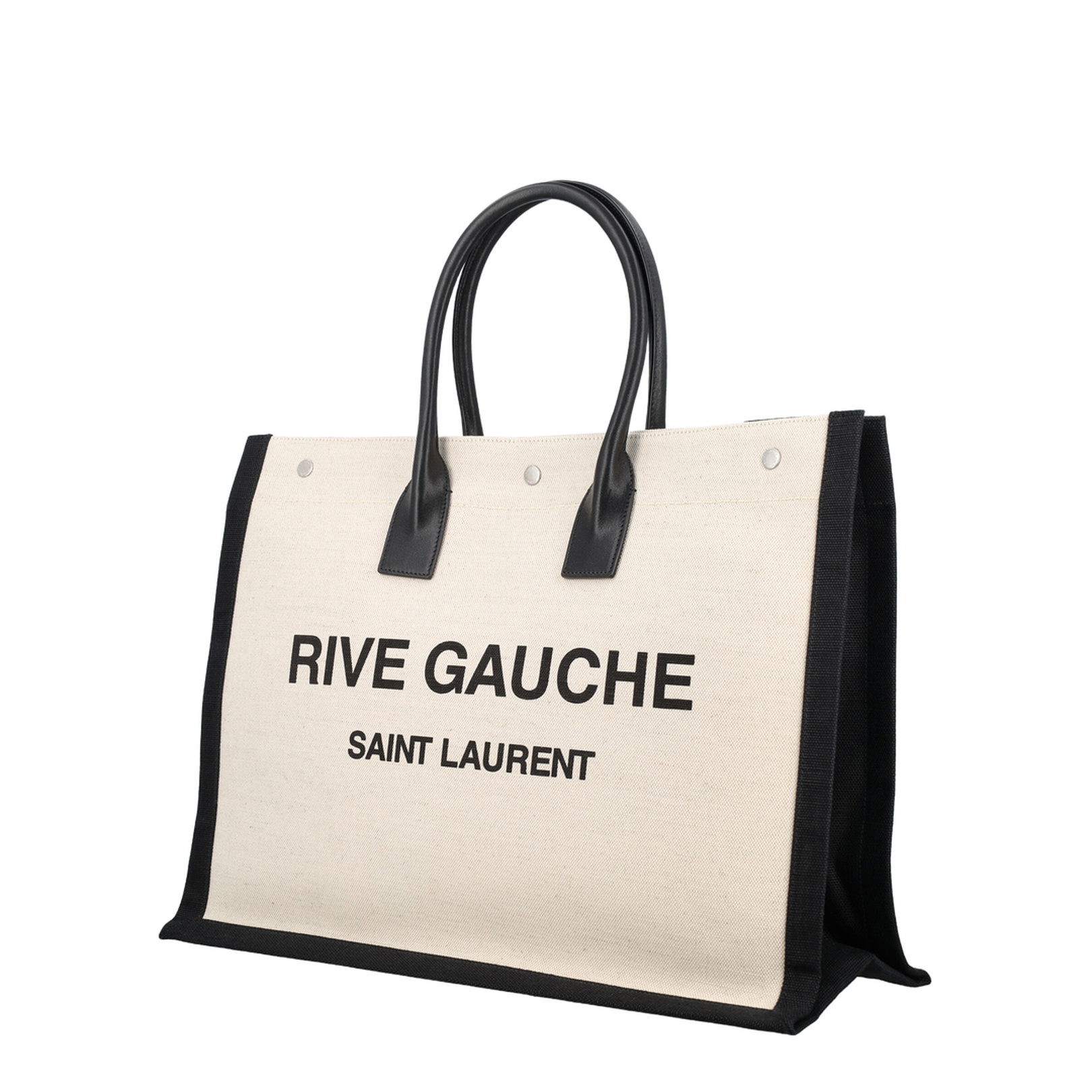 Rive Gauche Large Canvas Tote Bags - White - Image 4