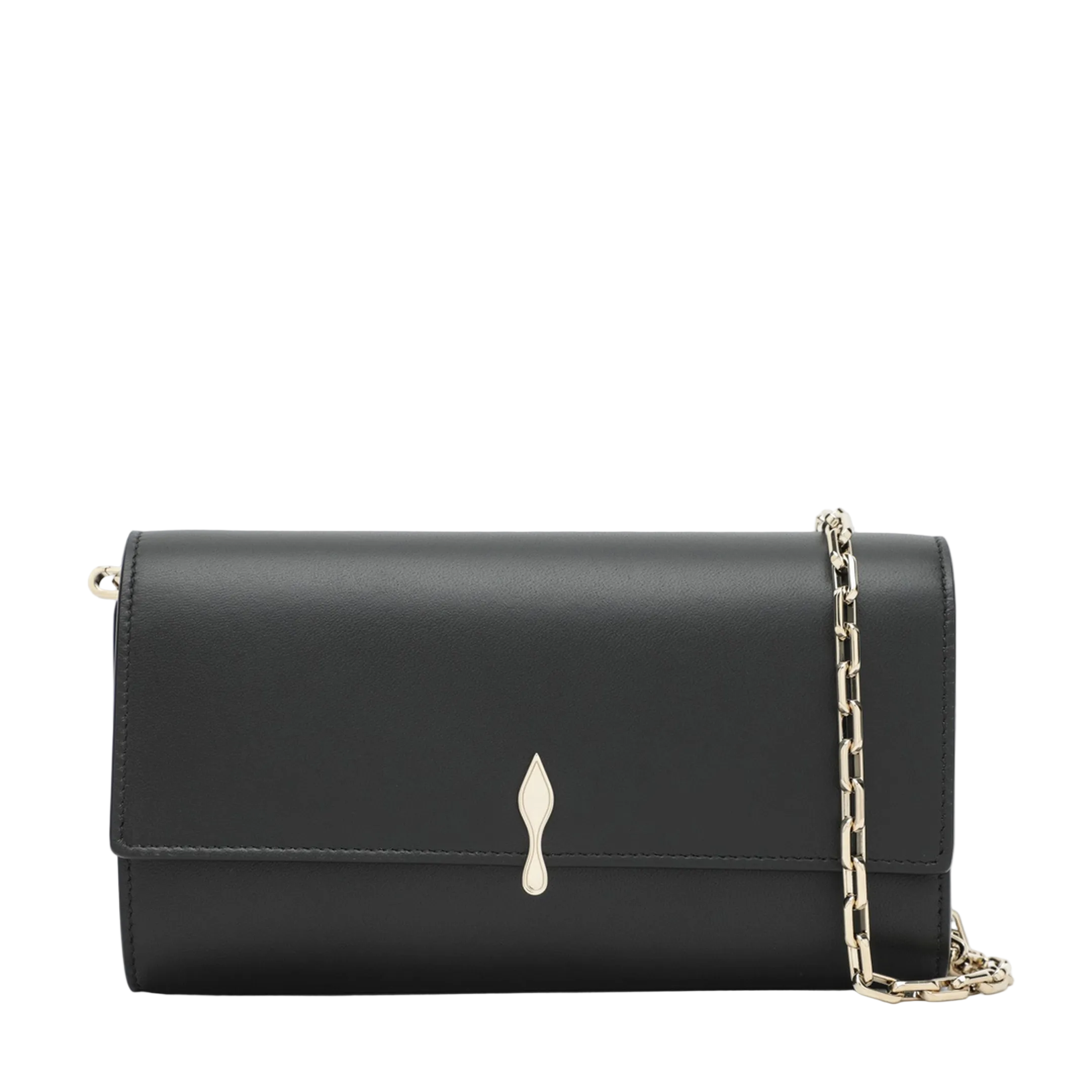 Bettina Lamb Nappa Wallet On Chain - Black / Gold - Image 1