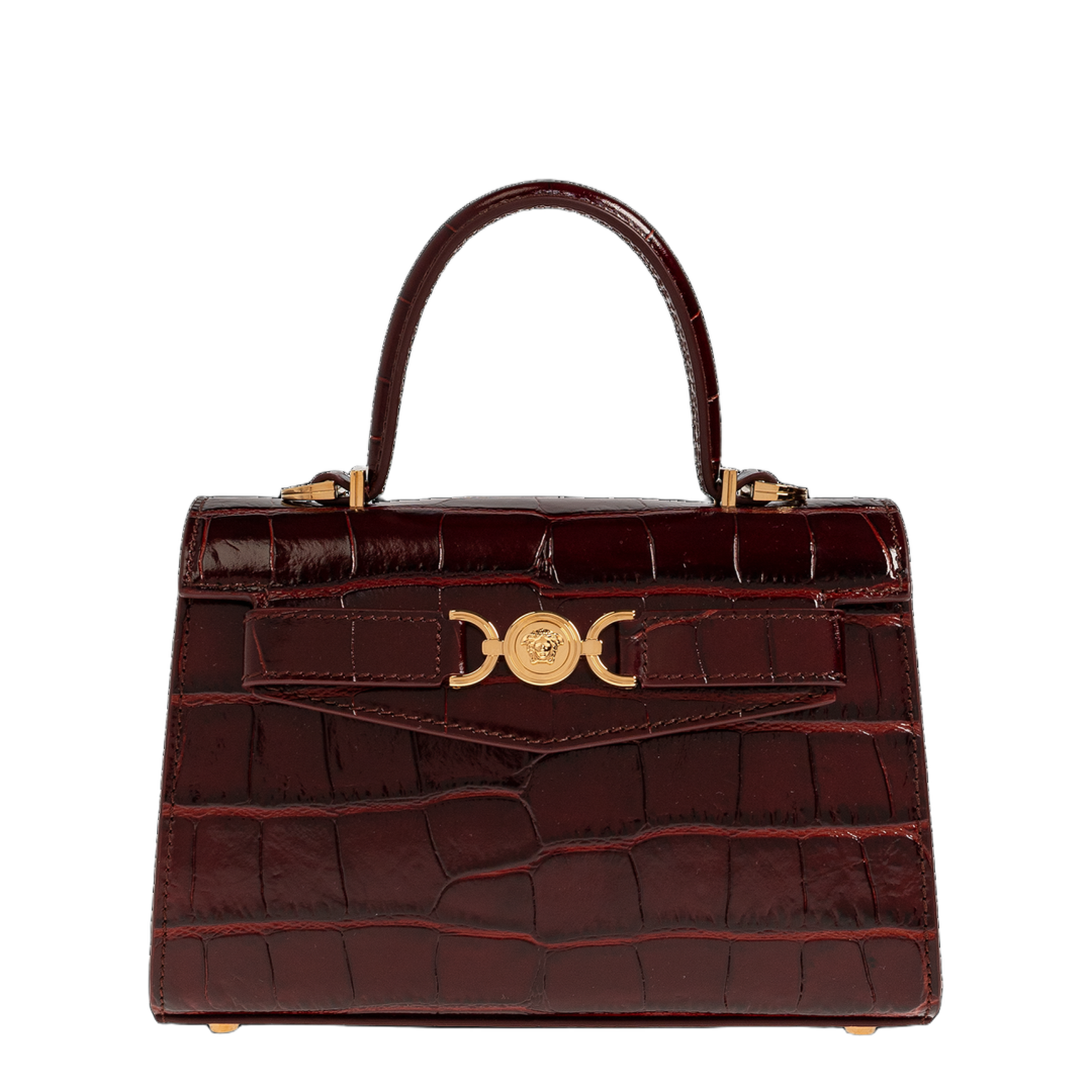 Medusa ’95 Small Croc-Effect Top-Handle Bag - Burgundy - Image 1
