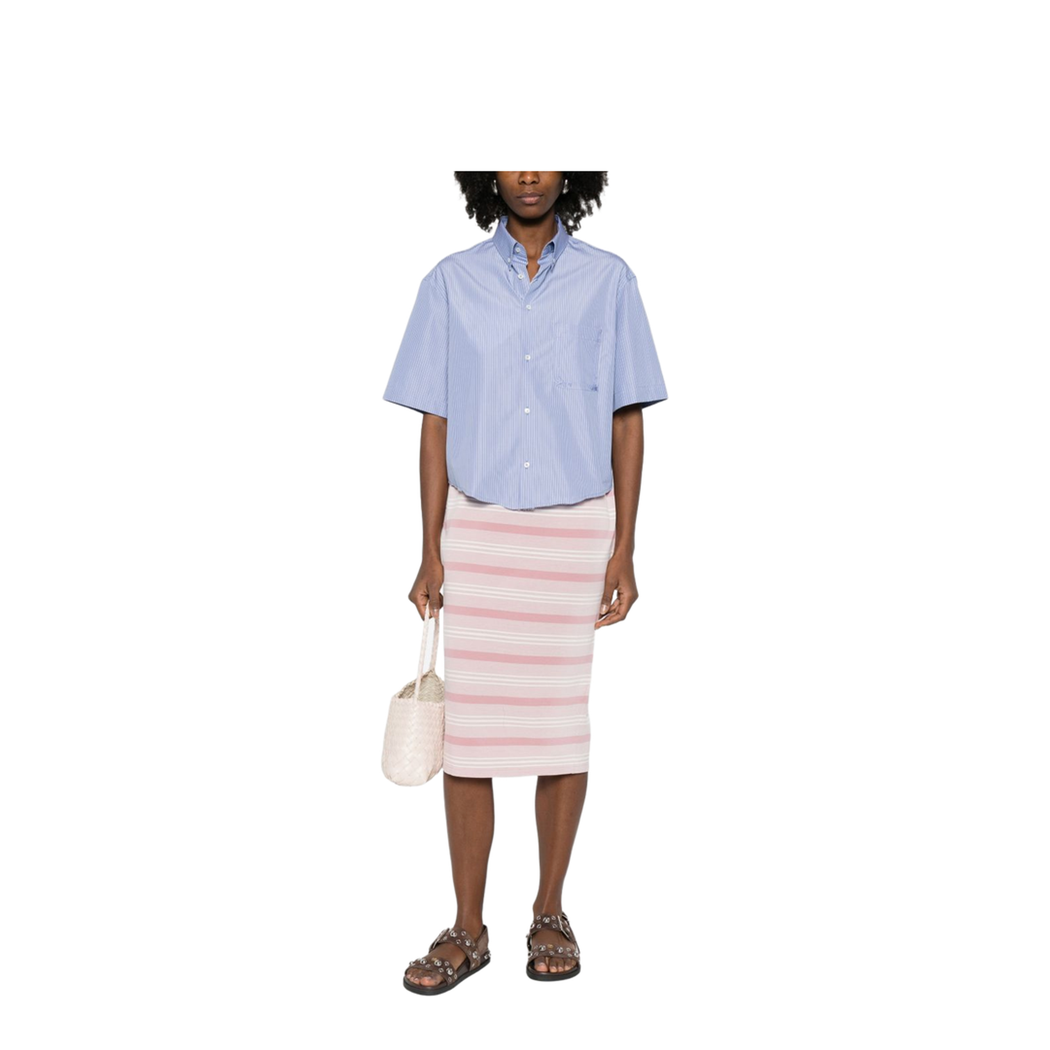 Striped Piqué Midi Skirt - Image 3