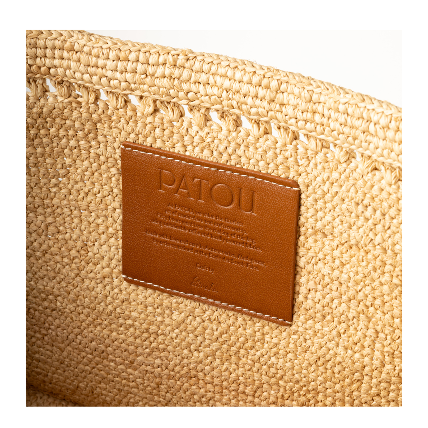 Large JP Monogram Trapeze Tote Bag in Raffia - Vanilla - Image 4