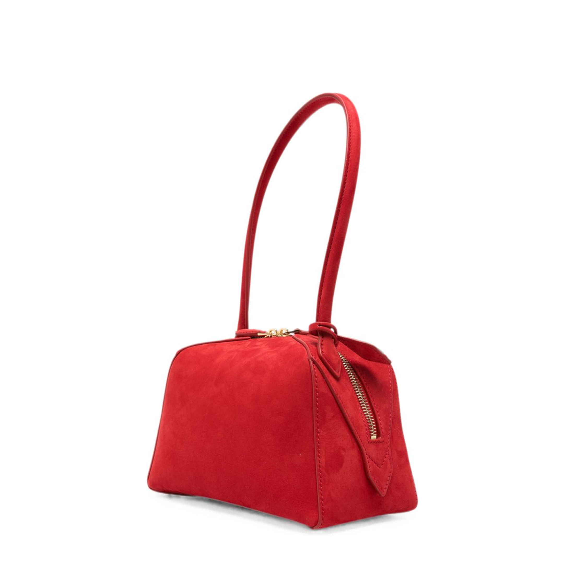 Le Bouledogue Small Nubuck Leather Shoulder Bag - Rouge Vif - Image 5