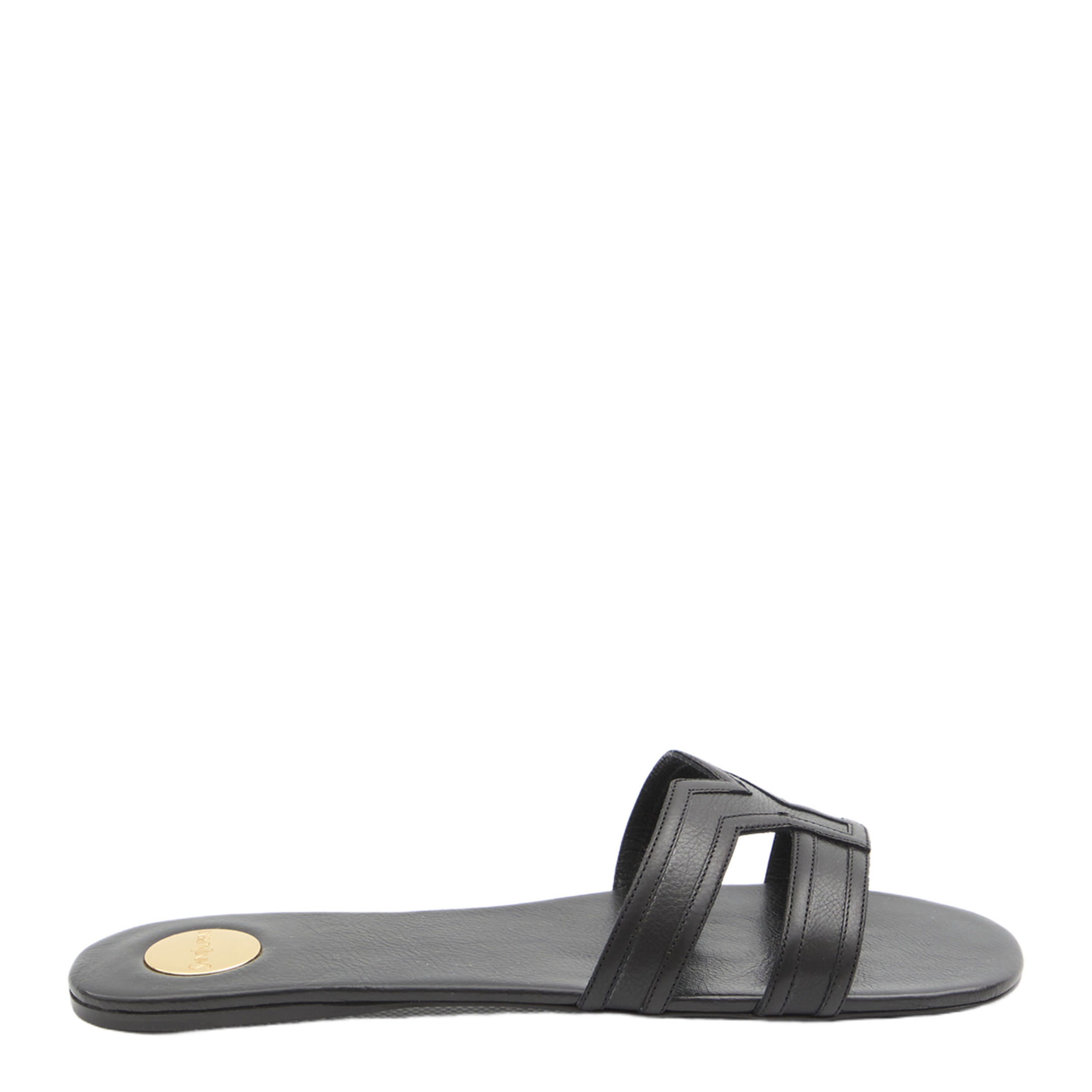 MABROUKA Slides in Smooth Leather in Black - Image 1