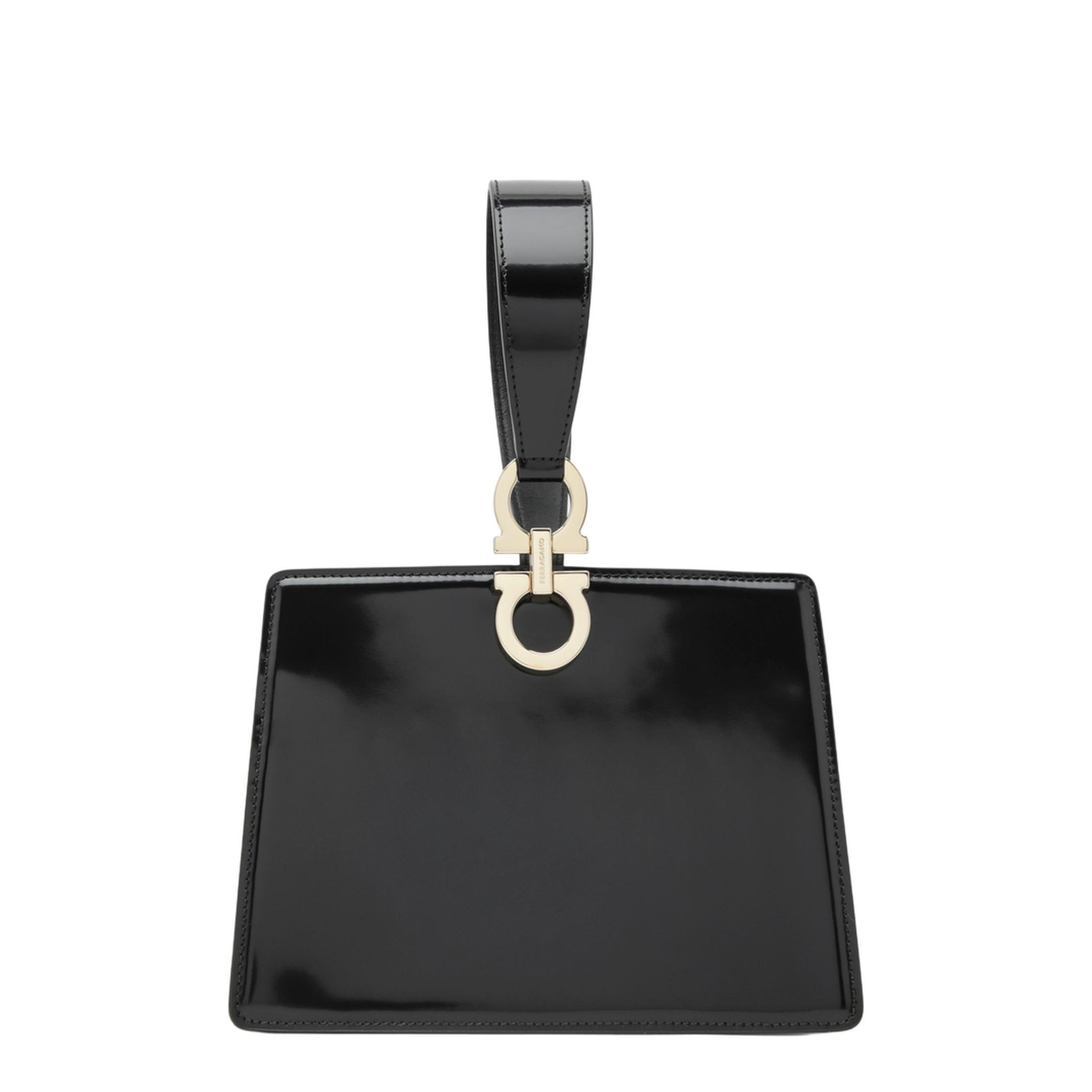 Double Gancini Mini Leather Clutch - Nero - Image 1