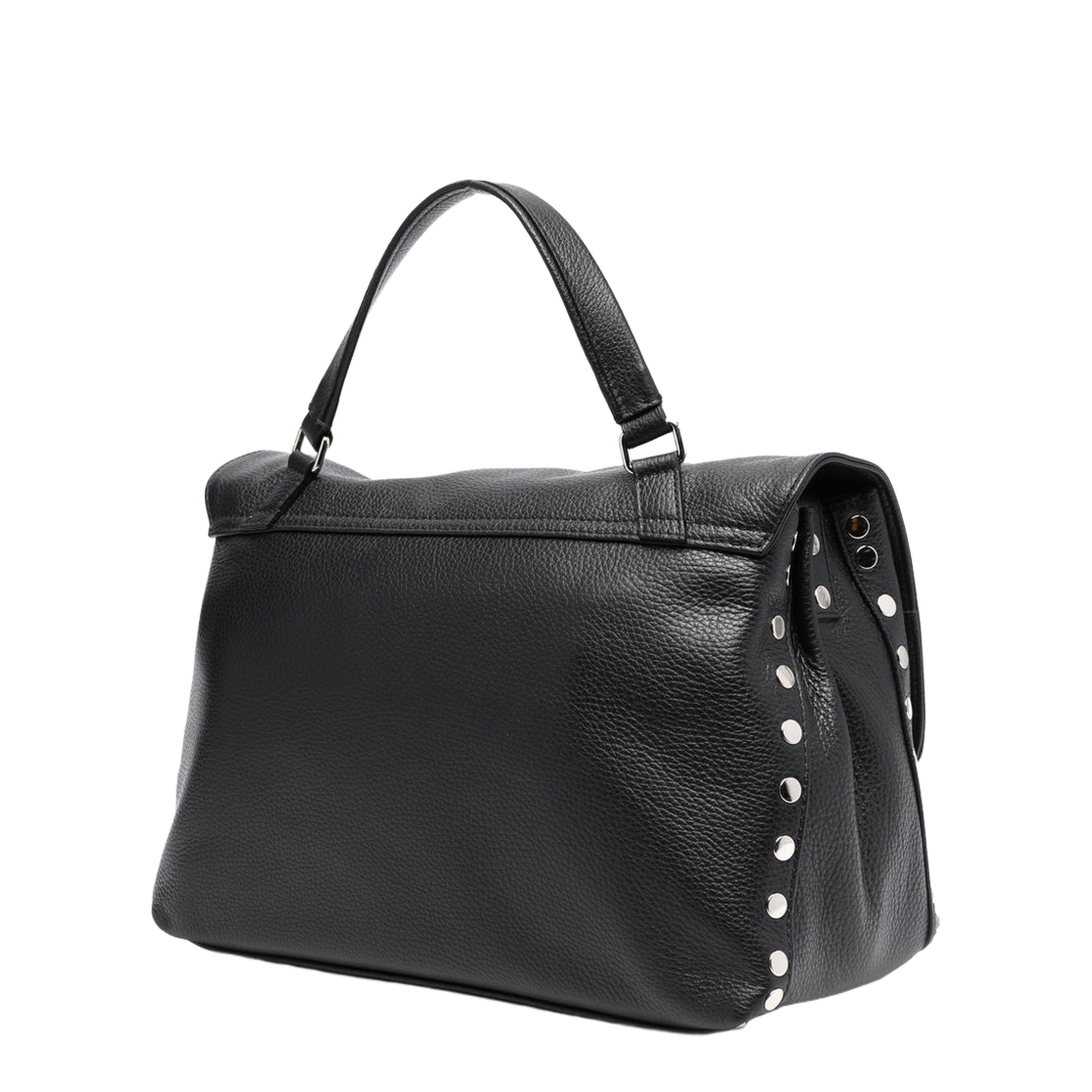 Postina Daily Medium Calf Leather Top-Handle Bag - Black Nero (Nero) - Image 5