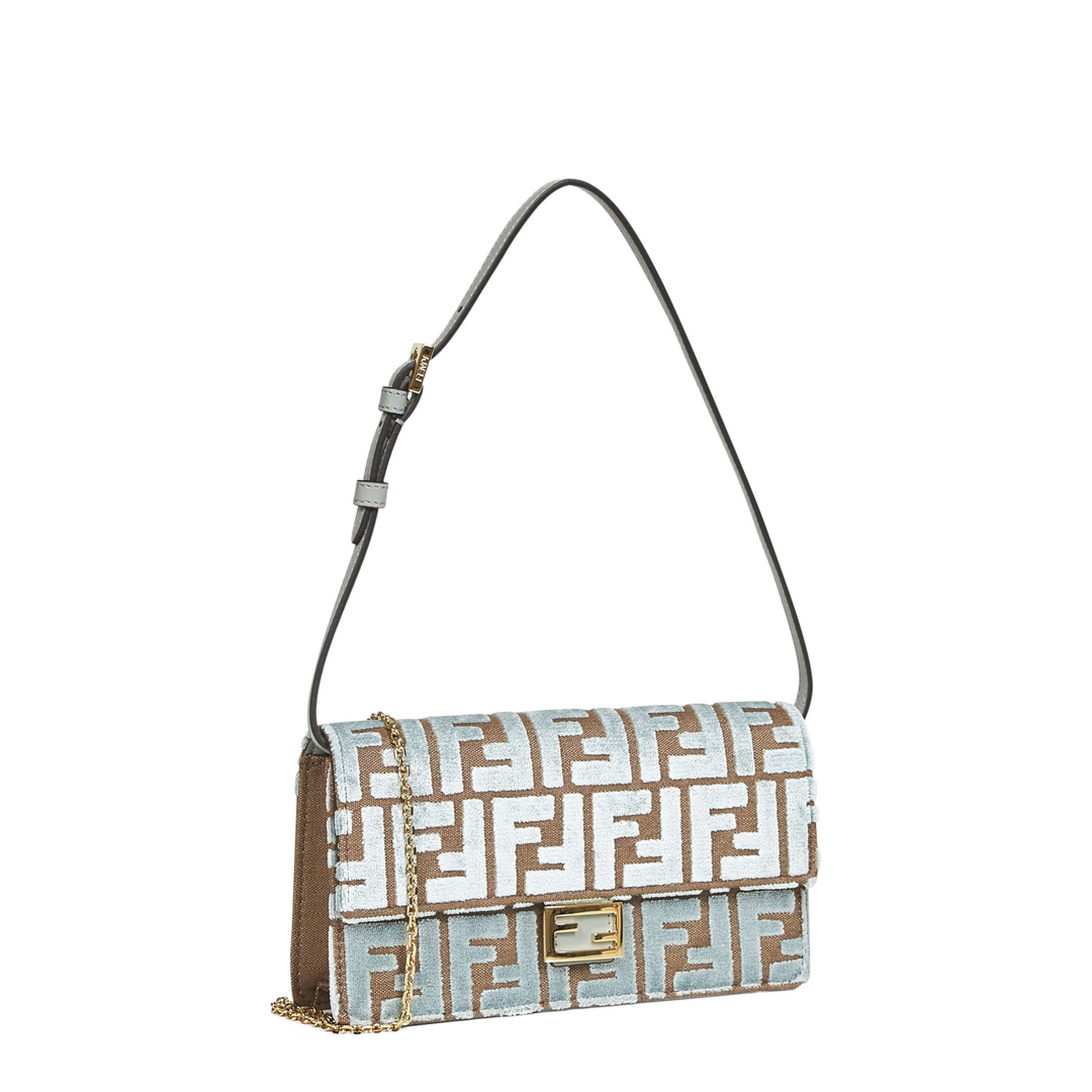 Wallet On Chain Baguette FF Jacquard Velvet Green - Image 2