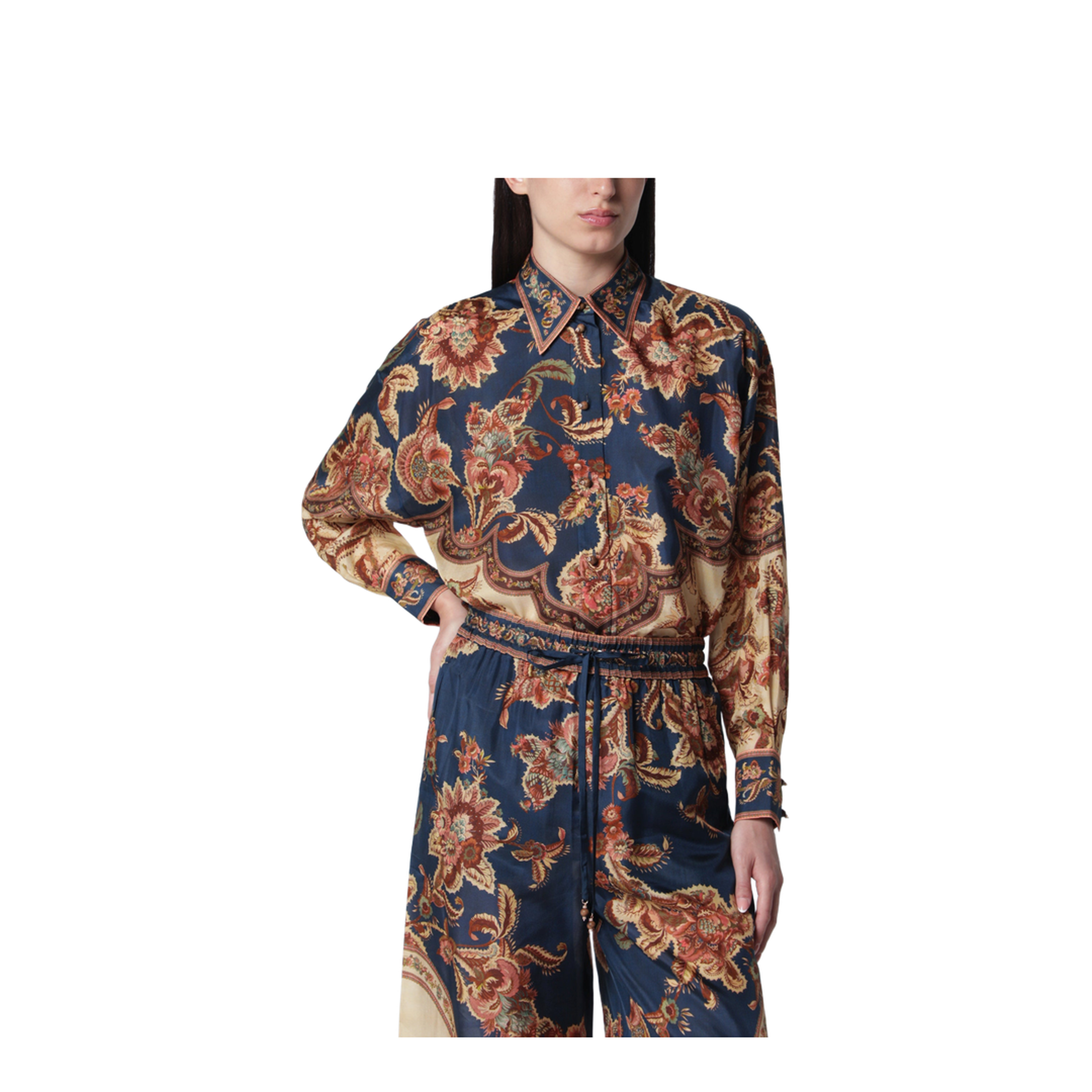 Aster Relaxed Navy Jacobean Shirt - Image 1