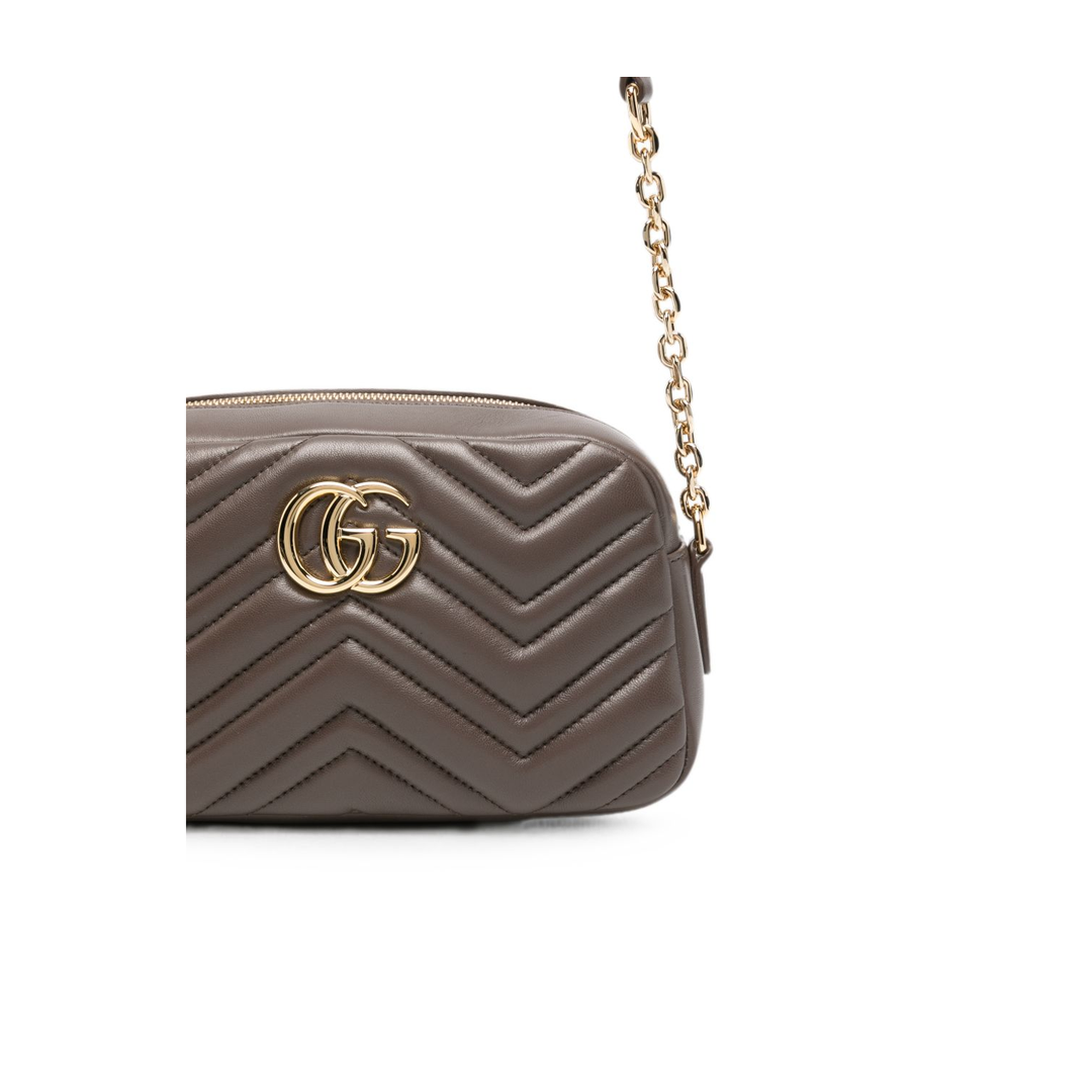 GG Marmont Small Matelassé Chevron Nappa Leather Crossbody Bag - Dark Taupe - Image 3