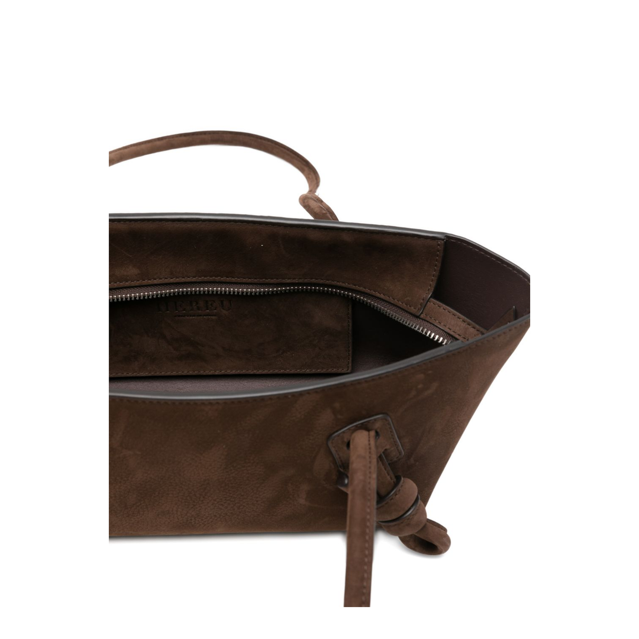 Fleca Nubuck Knotted-Handle Shoulder Bag - Brown - Image 5
