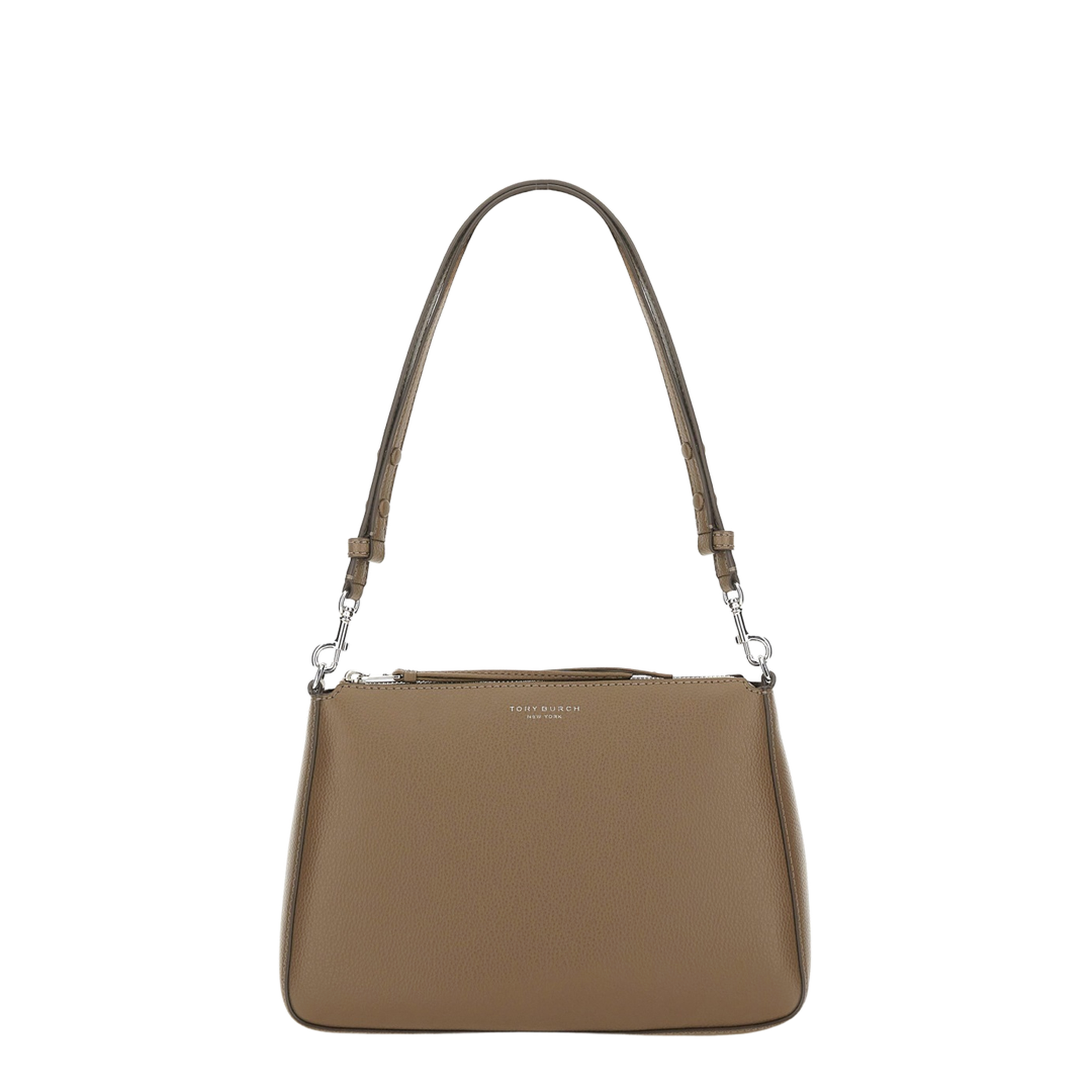 Perry Pebbled Leather Shoulder Bag - Brown - Image 1