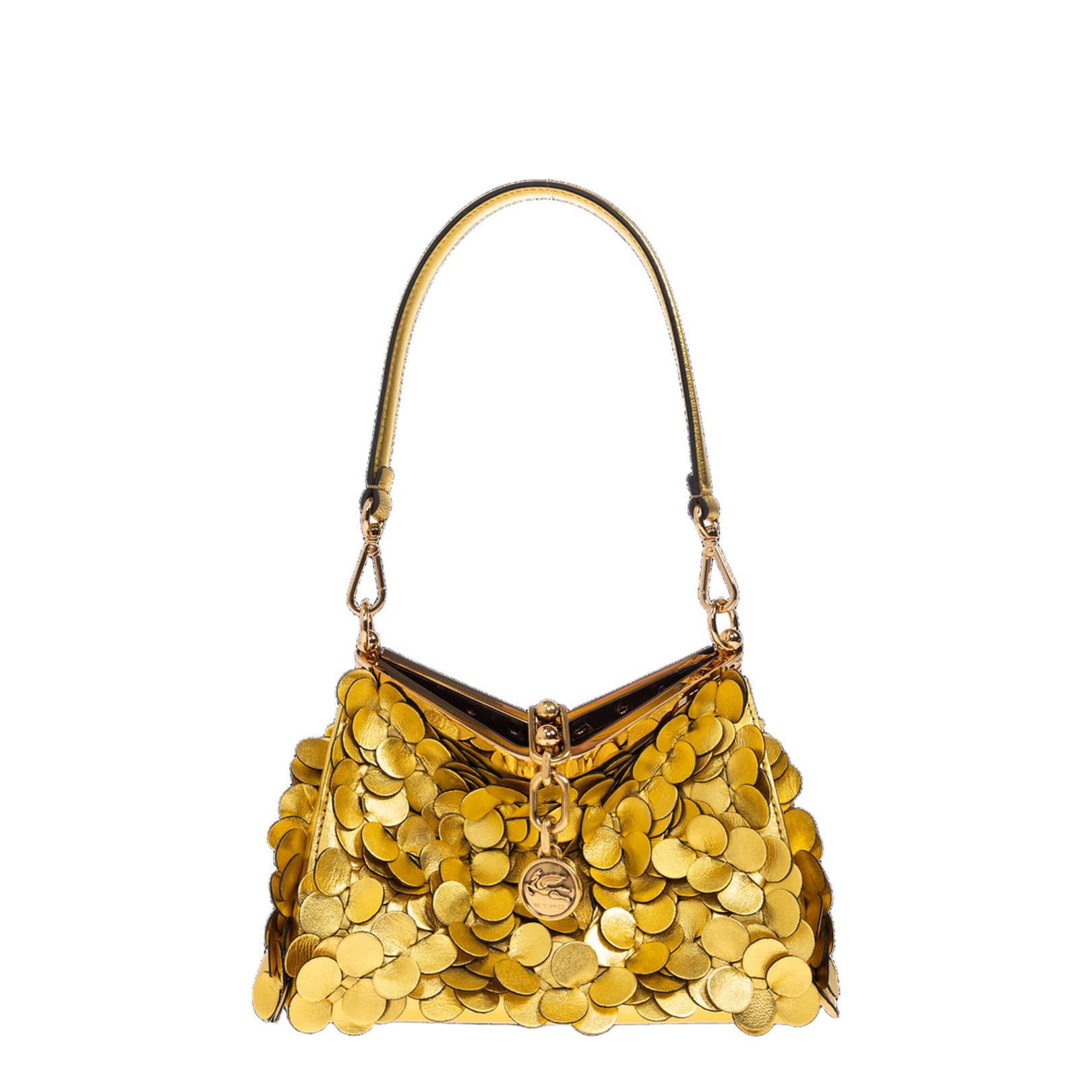 Small Leather Vela Bag with Laminated Sequins - Image 1
