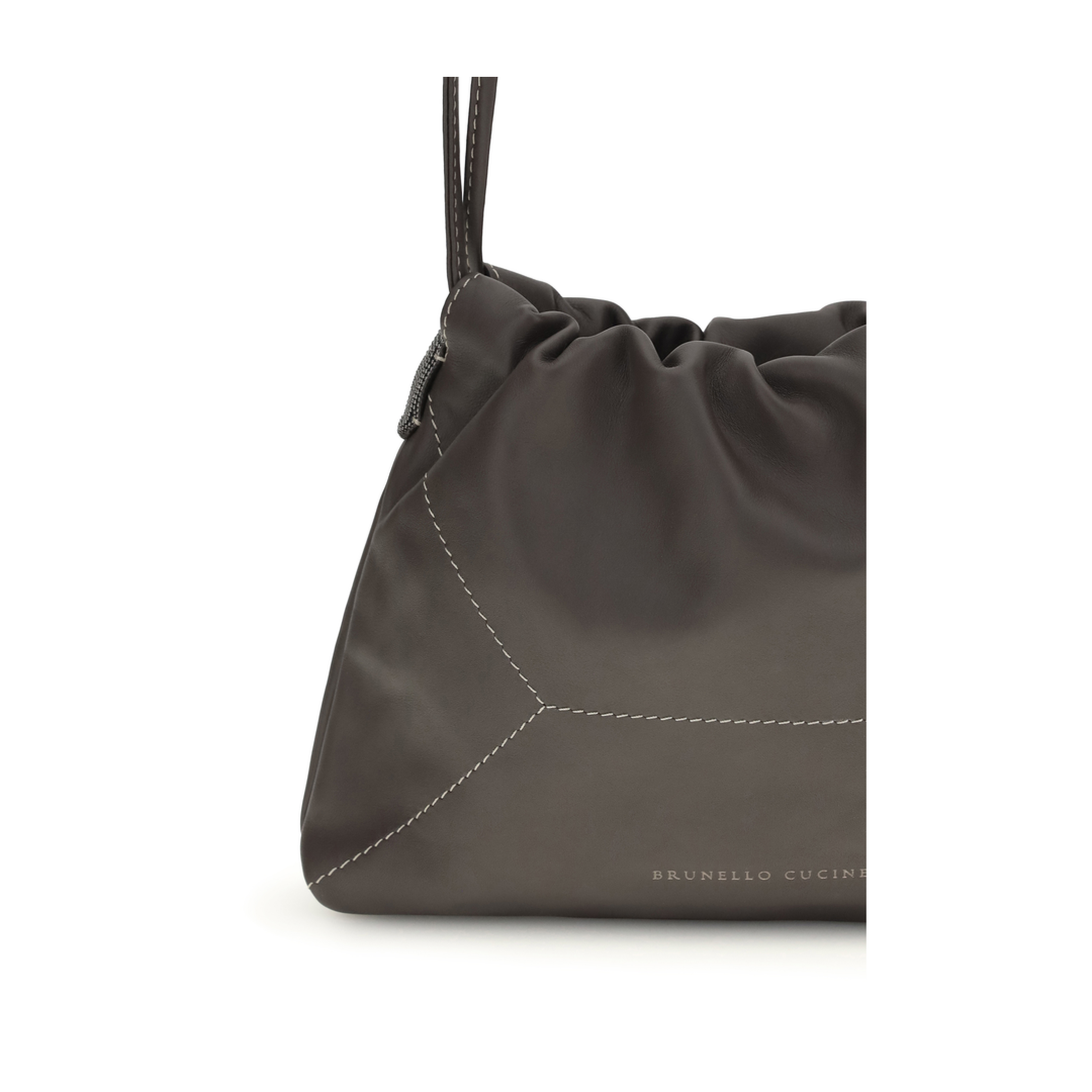 Medium Suede Pouch Bag - Brown - Image 4