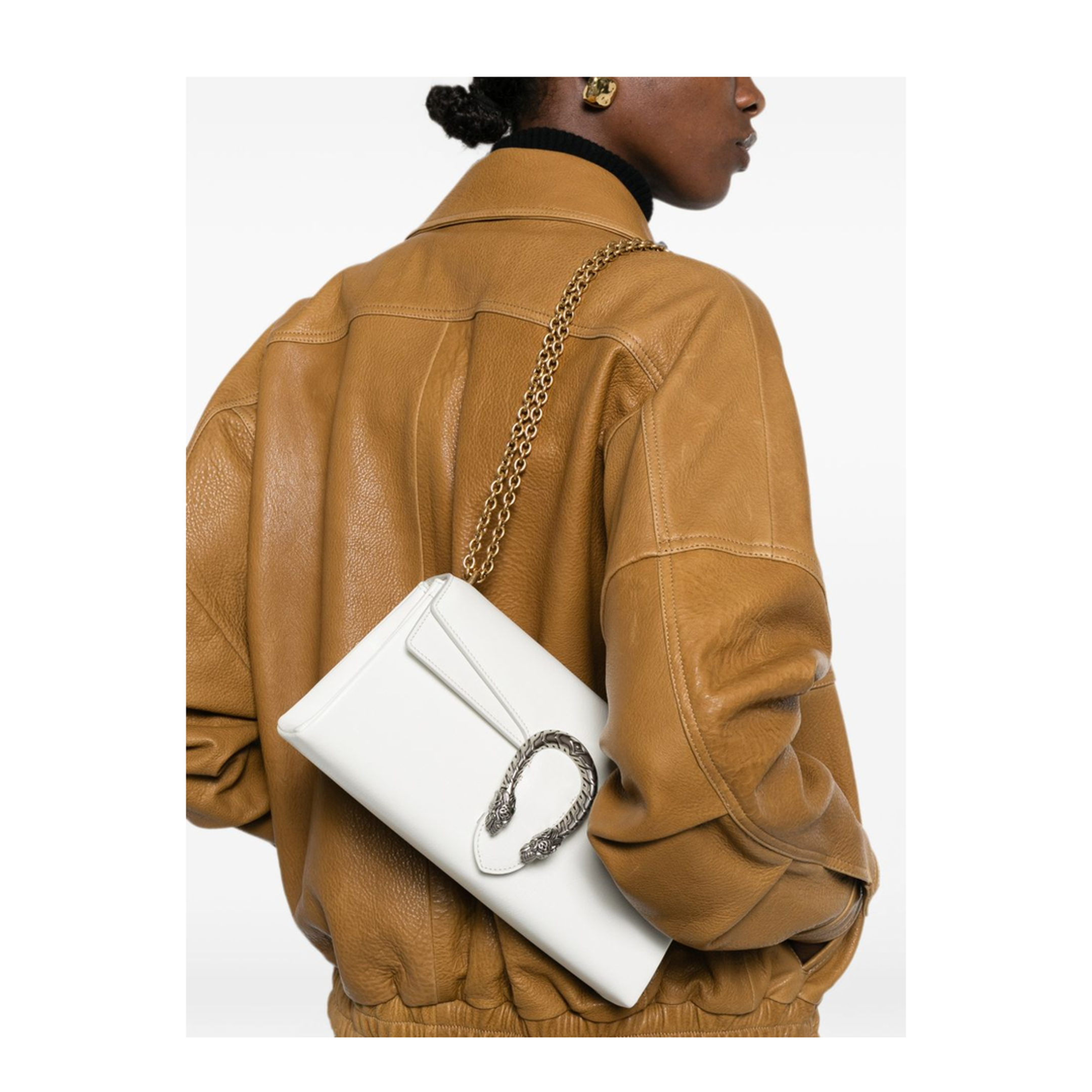 Dionysus Medium Soft Grain Leather Shoulder Bag - White - Image 4