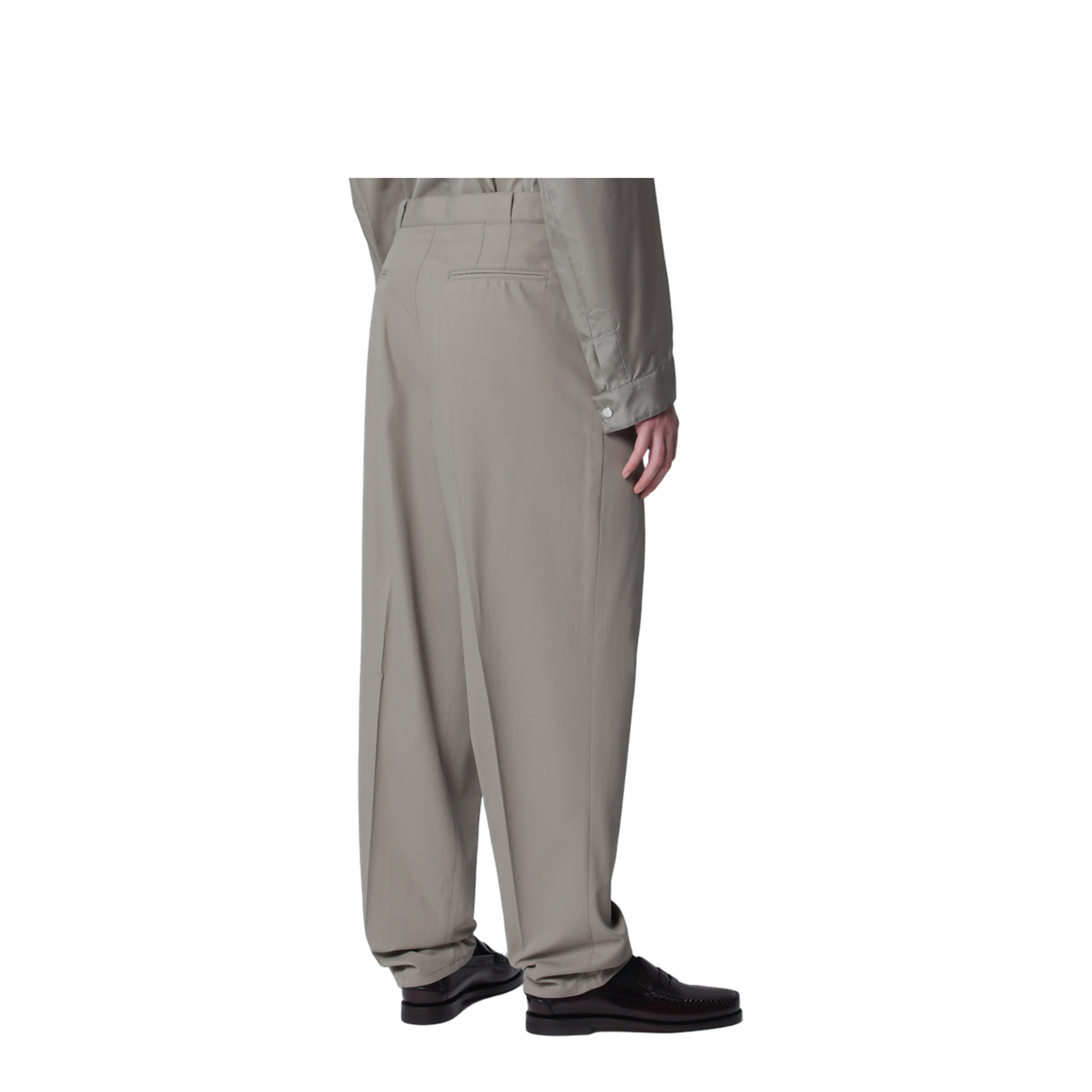 Twill Cotton Trousers With Pleats In Khaki - Image 2