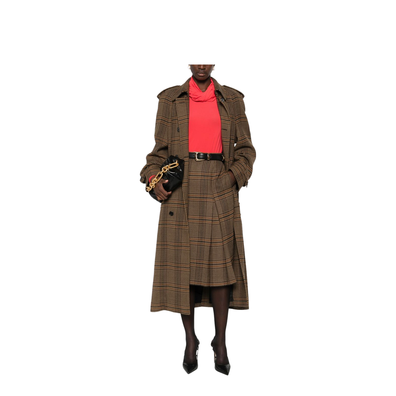 Midi Skirt in Prince of Wales Wool and Cashmere - Image 2