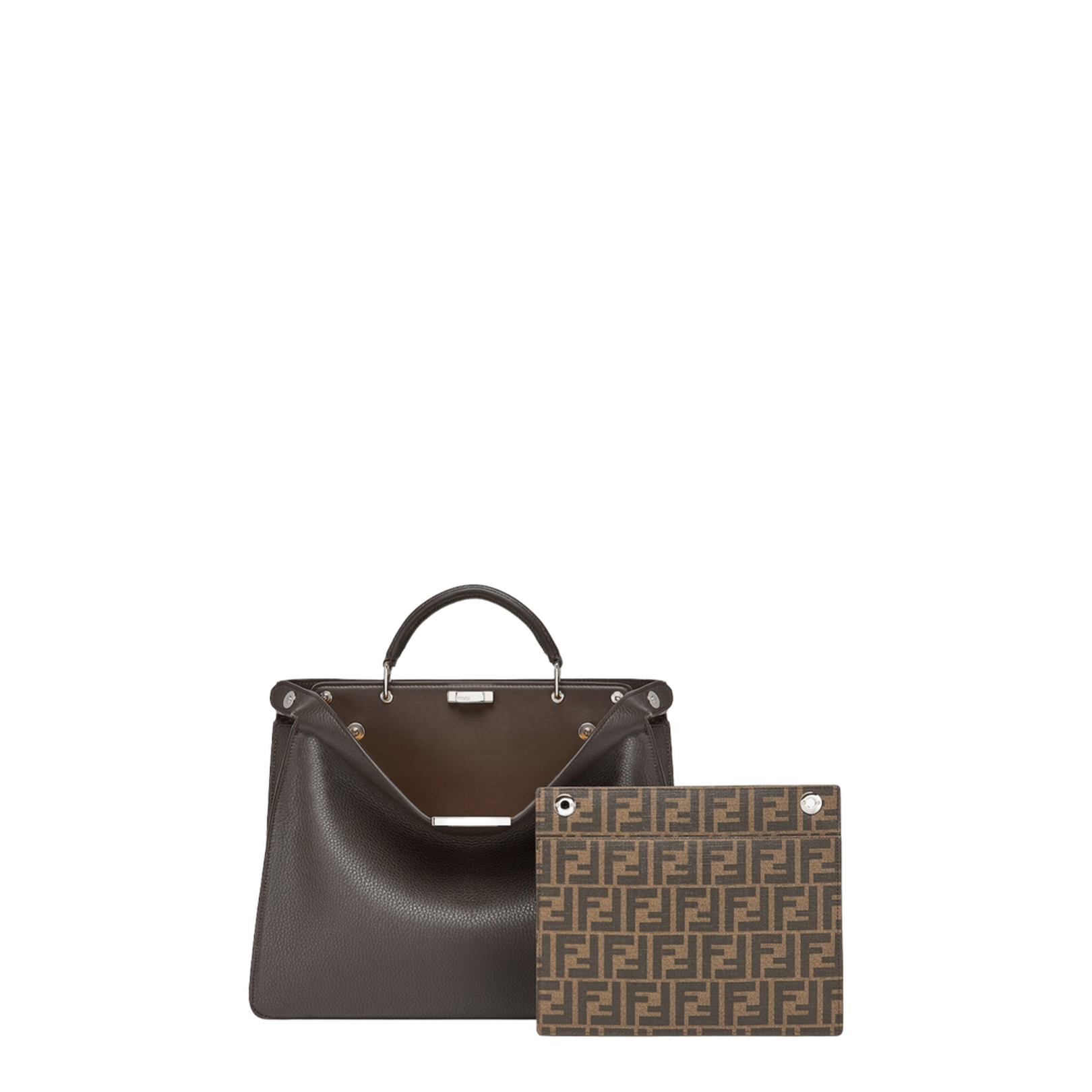 Peekaboo Medium Leather Structured Tote - Brown - Image 2