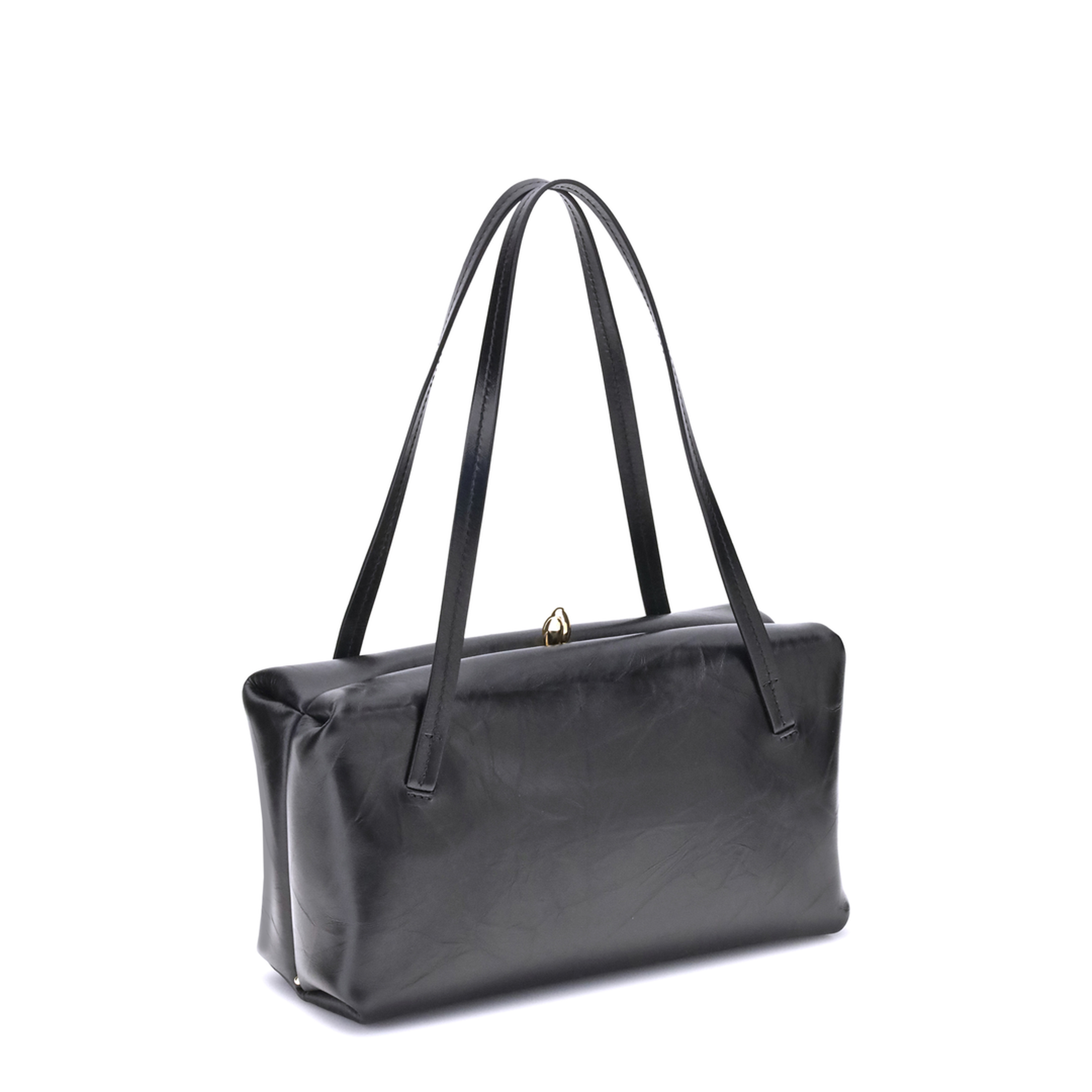 Goji Pillow Small Calf Leather Bag - Black - Image 3